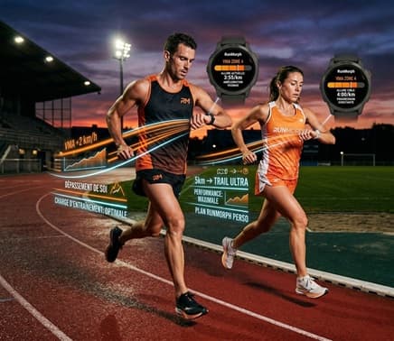 Coureurs sur piste avec données VMA et plan RunMorph