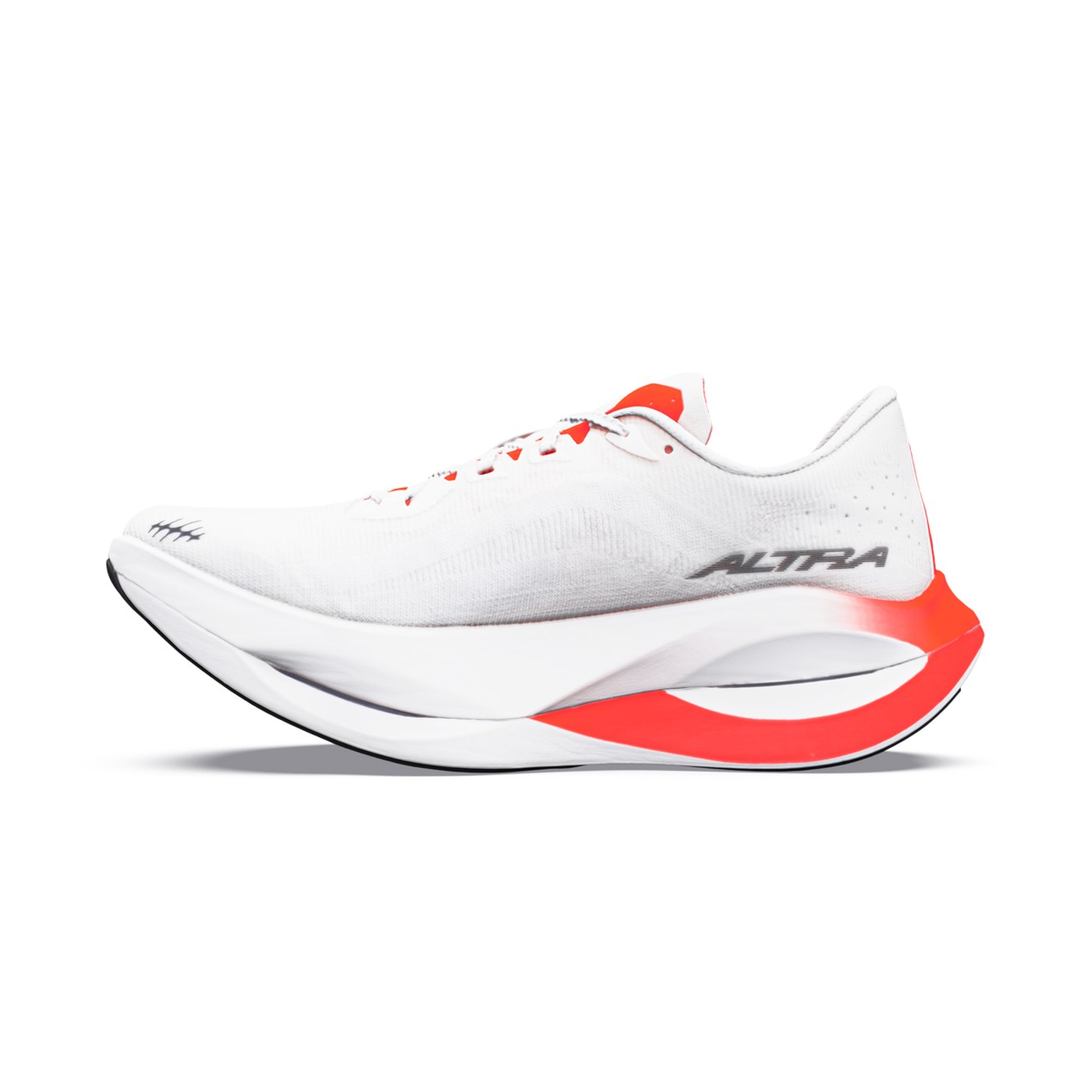 Altra Vanish Carbon 3, vue latérale rapprochée, semelle FastRCE rouge et blanche