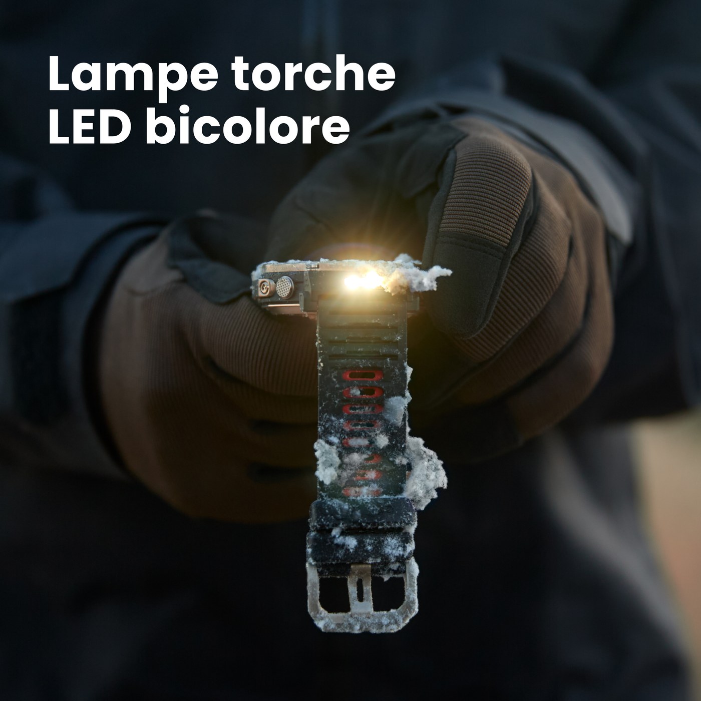 Amazfit T-Rex Ultra 2 : lampe torche LED bicolore intégrée, conçue pour les nuits en montagne et les situations d'urgence
