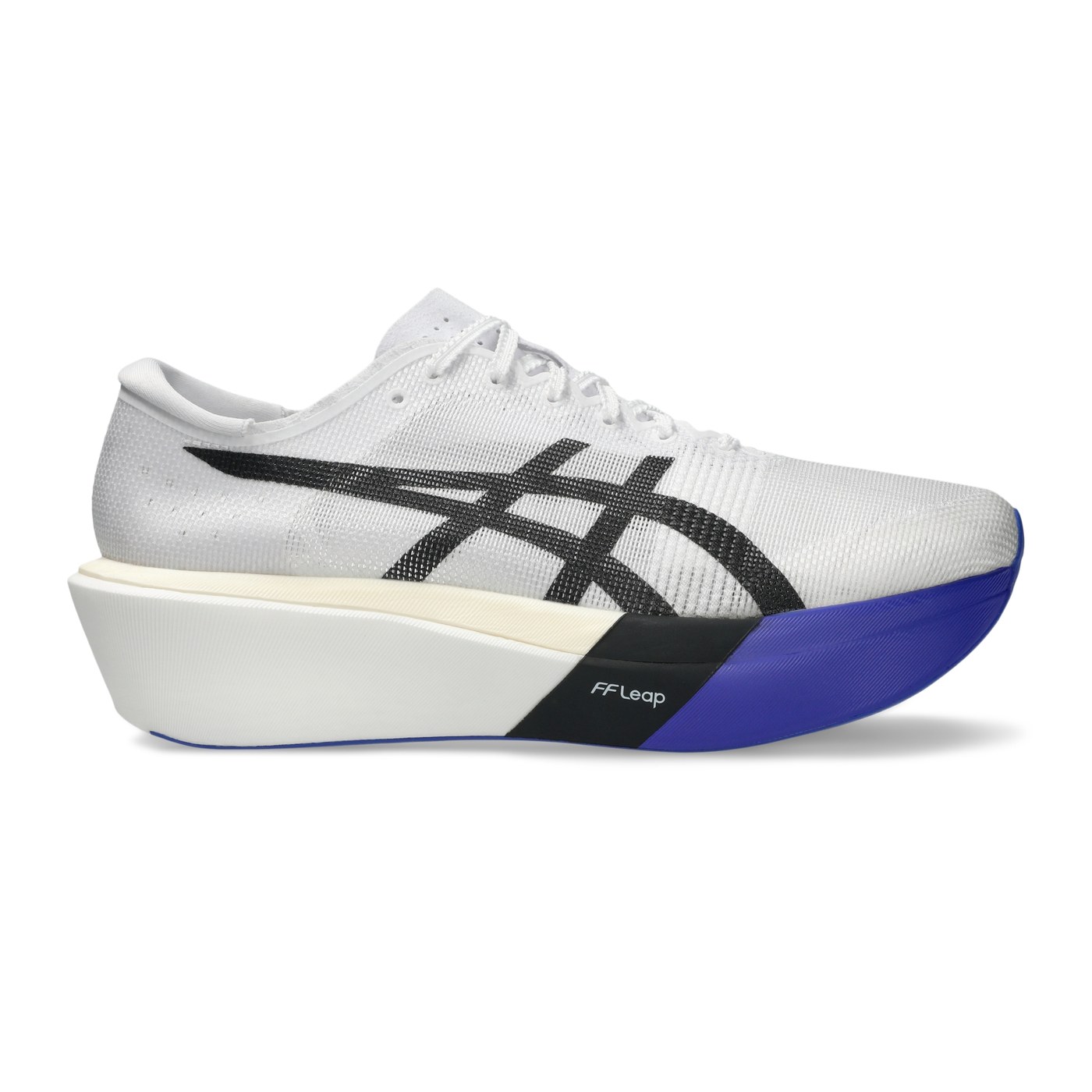 Asics Metaspeed Sky Tokyo, vue de profil droit montrant la mousse FF Leap bleu cobalt