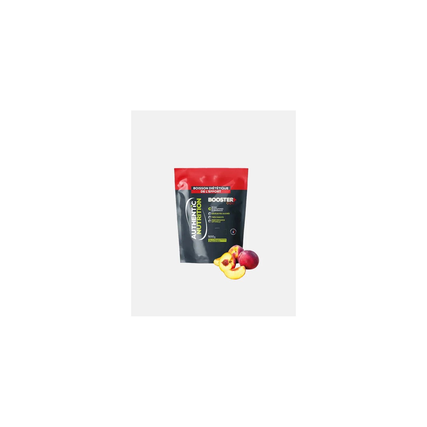 Authentic Nutrition Booster+, pot 500 g saveur pêche