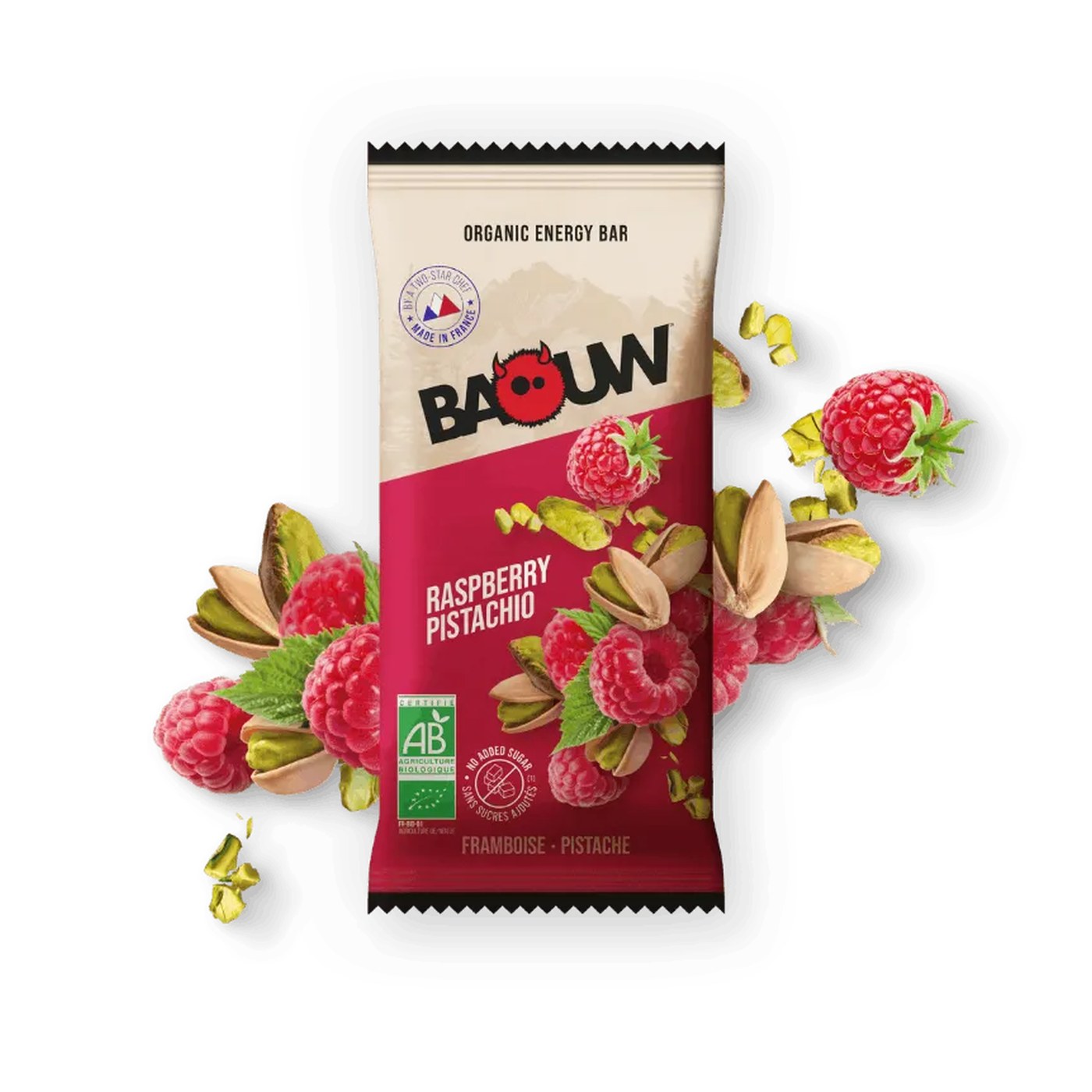 Baouw Barre énergétique Extra Framboise Pistache