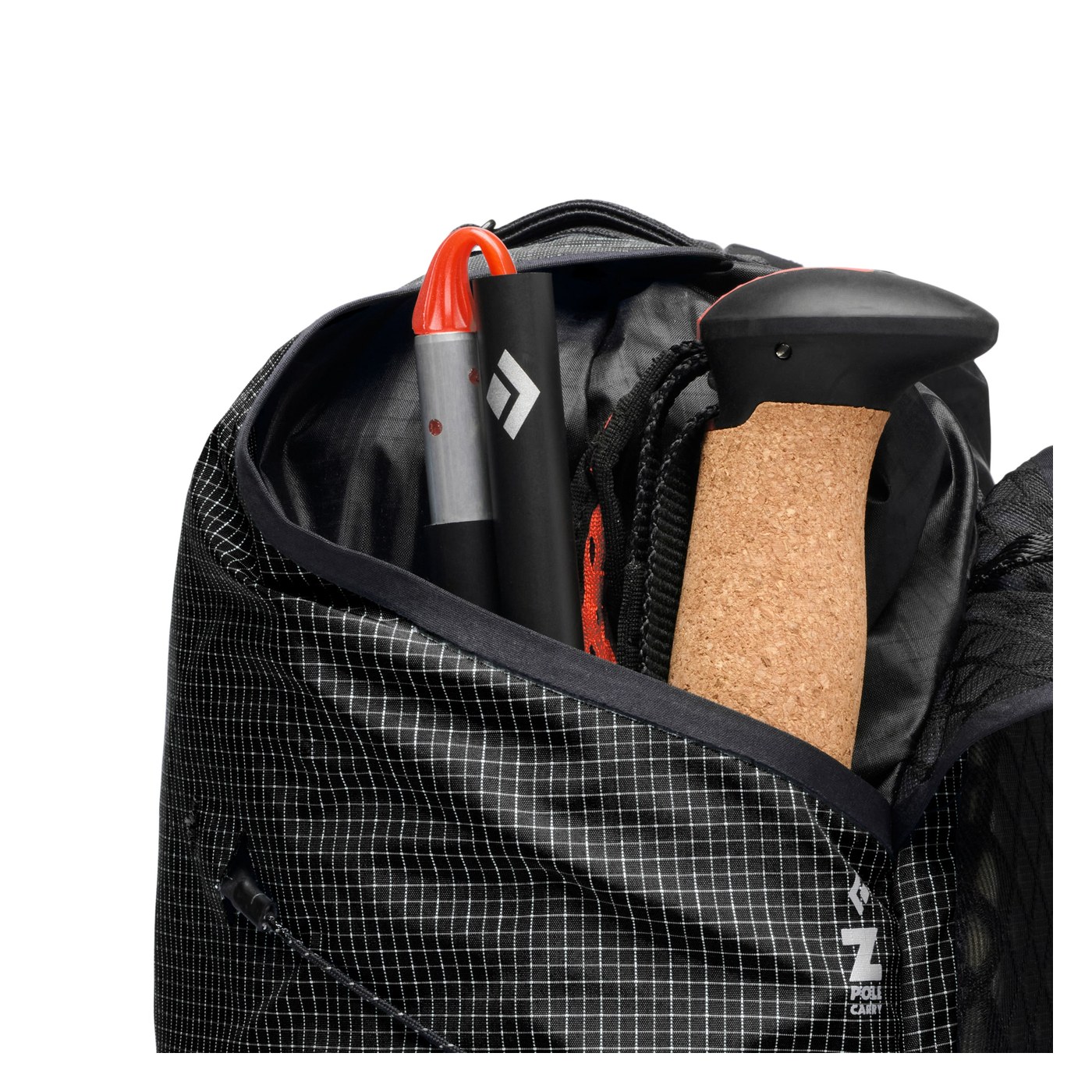 Black Diamond Distance 15 - Z-Pole Carry ouvert avec bâtons et piolet intégré