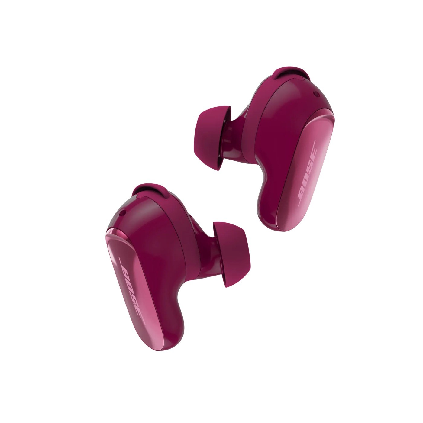 Bose QuietComfort Ultra Earbuds 2, les deux écouteurs vus de trois quarts, coloris Deep Plum