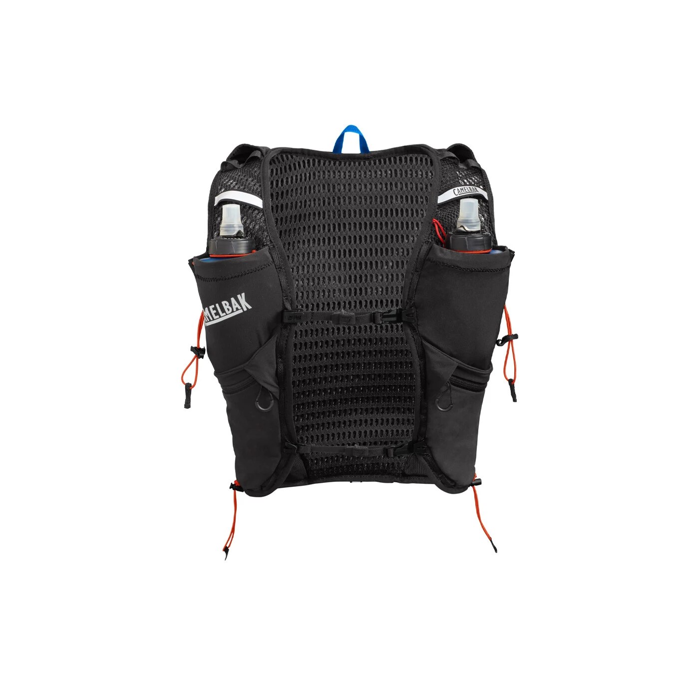 Face avant du CamelBak Apex Pro avec les poches à flasques et les poches extensibles
