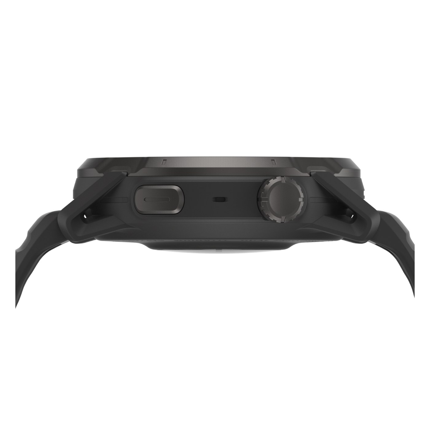COROS APEX 4 vue de profil avec couronne et boutons titane