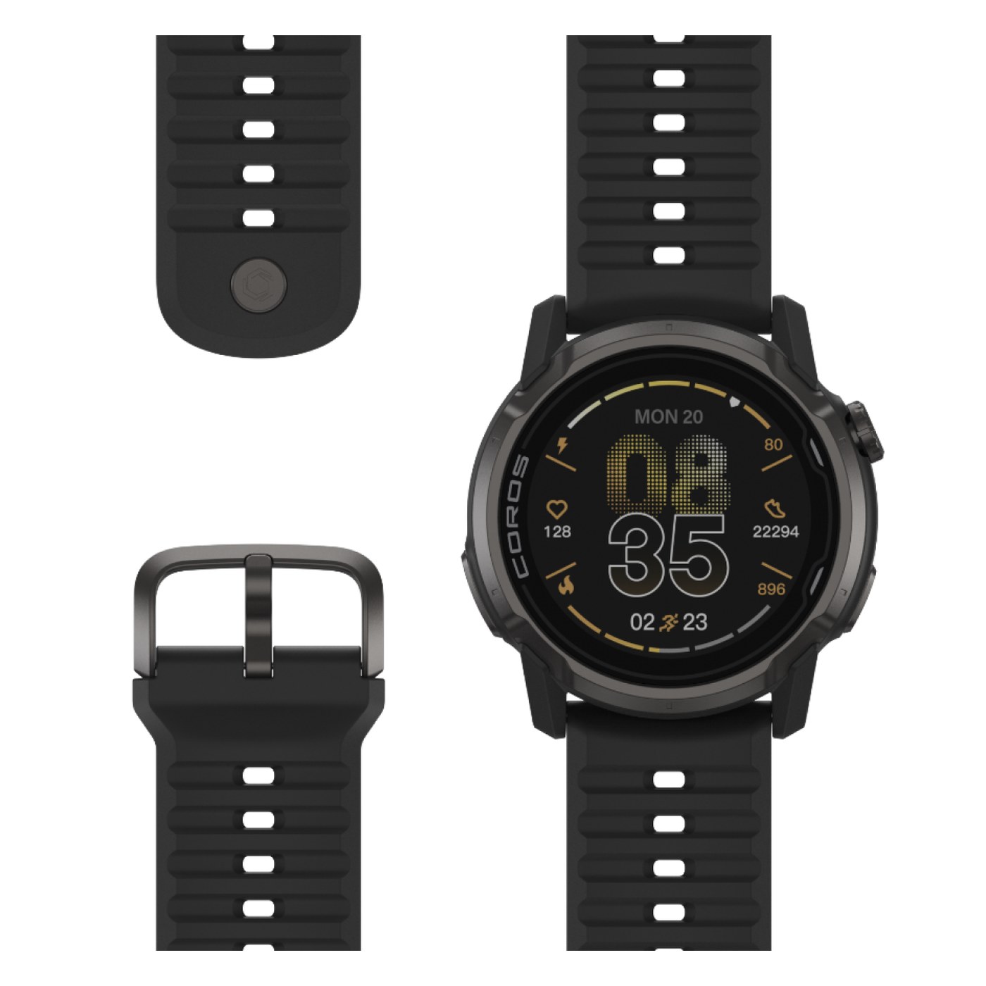 COROS APEX 4 avec bracelet silicone perforé déployé