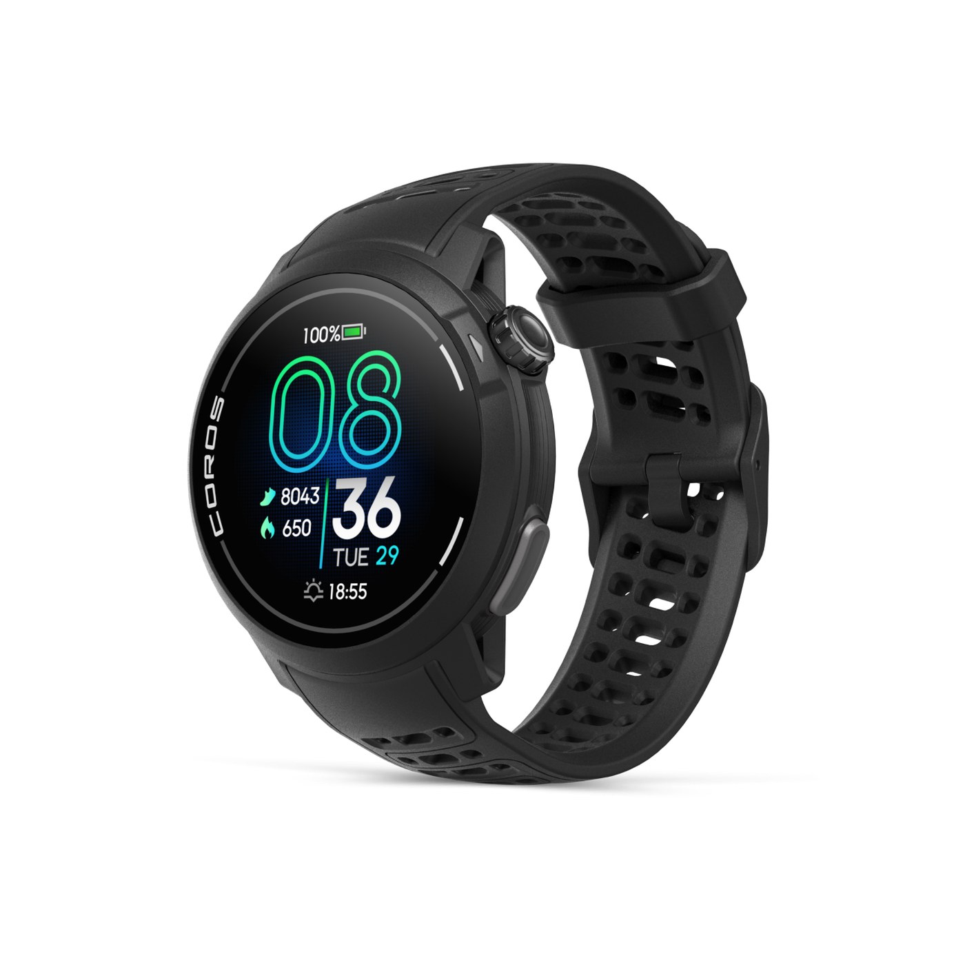 COROS Pace Pro vue 3/4 face cadran AMOLED
