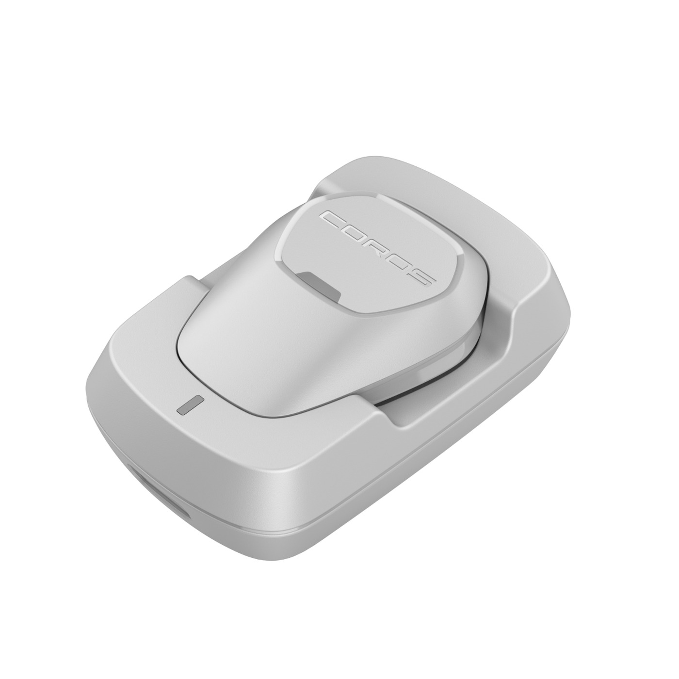 Coros Pod 2 posé sur son support de charge USB-C