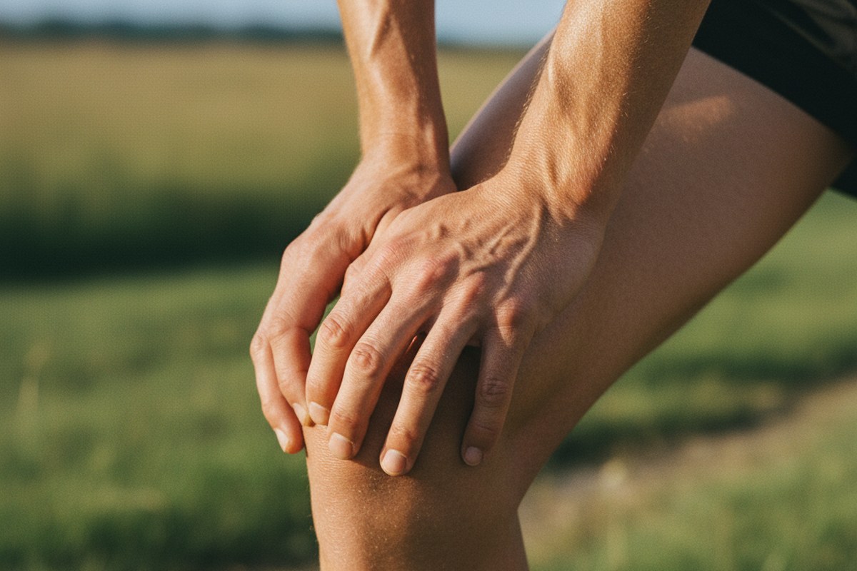 Coureur les mains sur les genoux en fin de séance