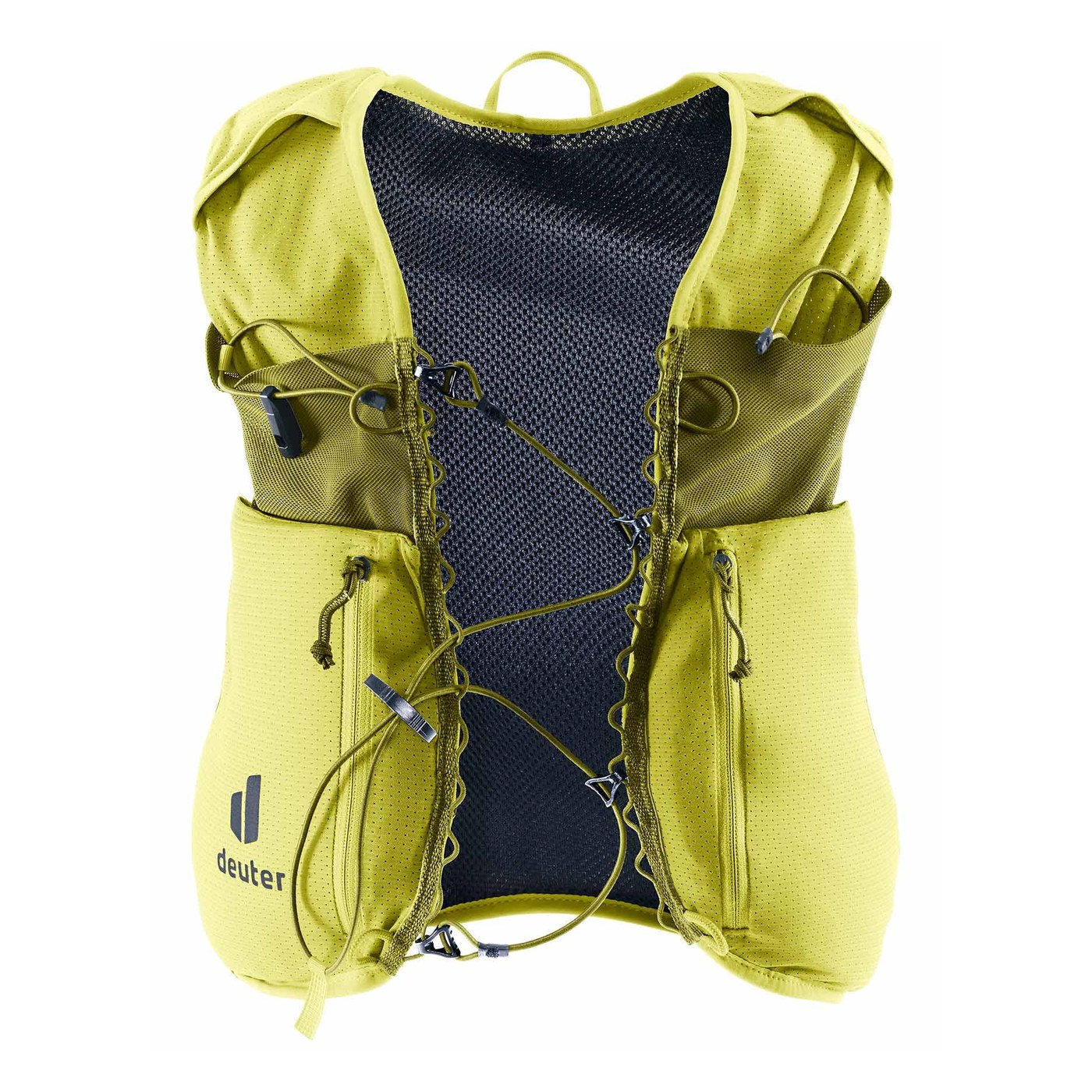 Deuter Traick 5 vue de face, pochettes avant et sangle sternale