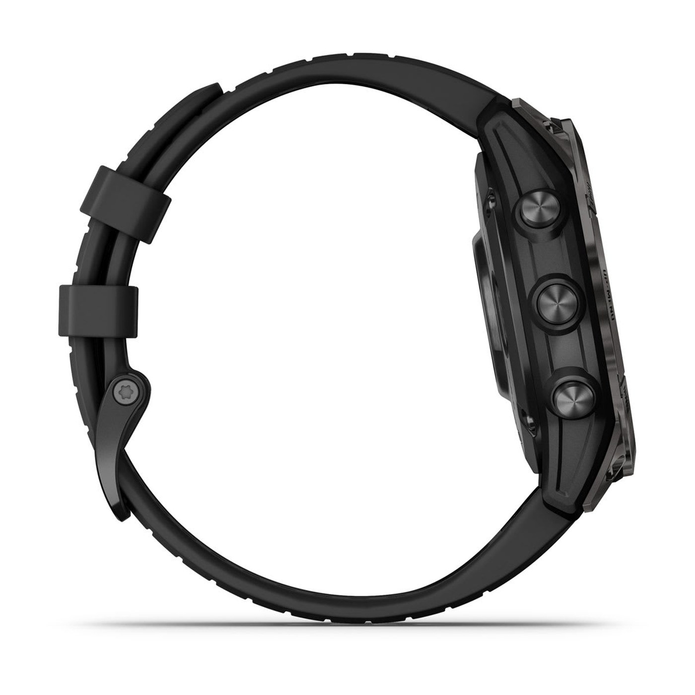 Garmin fenix 7 Pro, profil latéral avec les cinq boutons