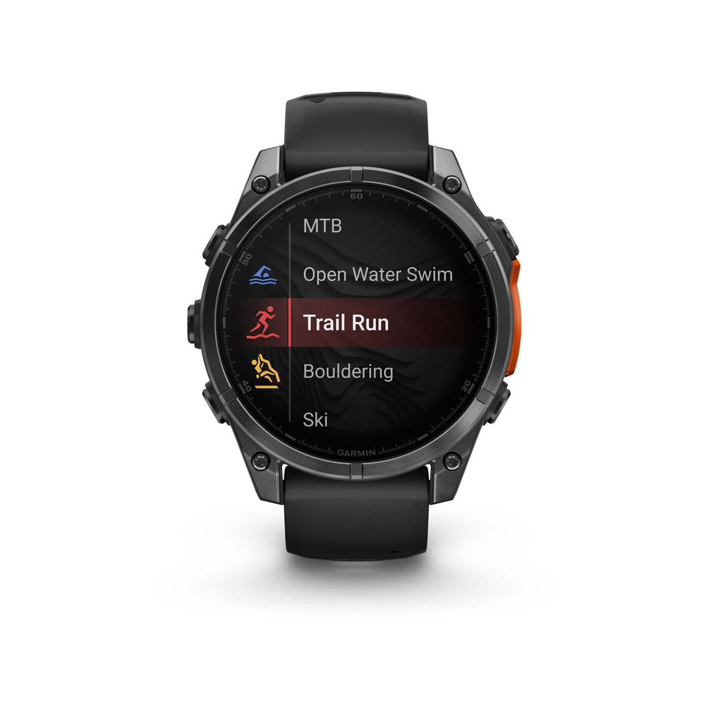 Garmin fenix 8 AMOLED liste des profils sport Trail Run Open Water