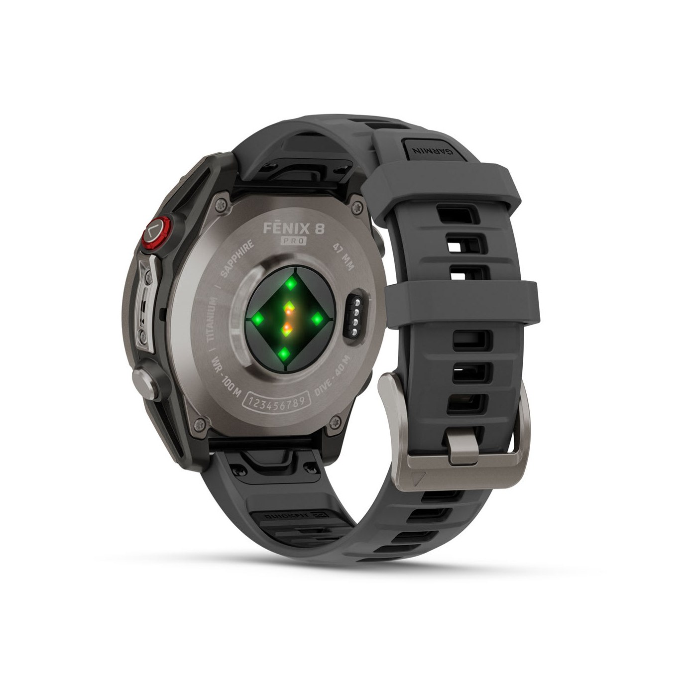 Garmin fenix 8 Pro vue arrière, capteur cardio Elevate Gen 5
