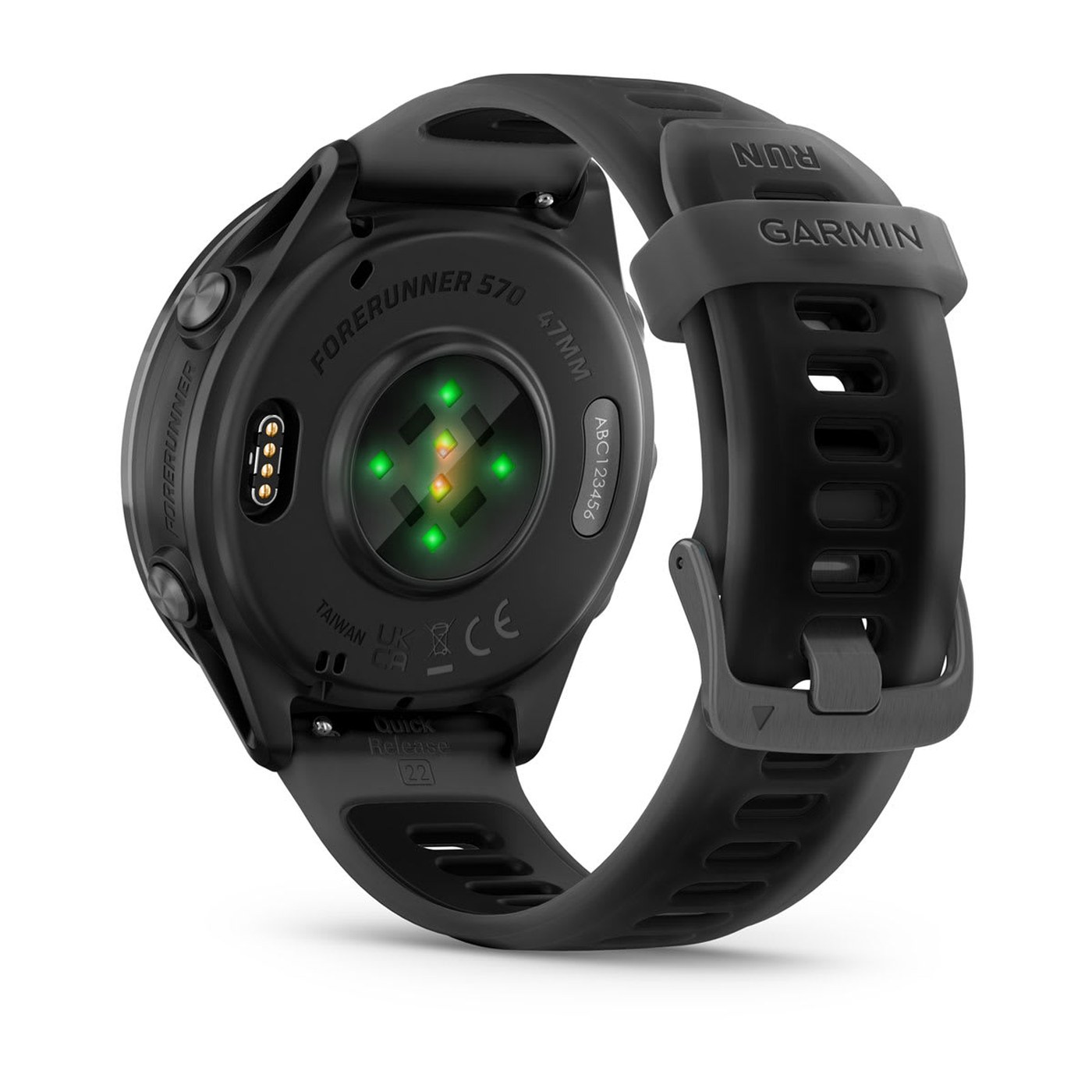 Garmin Forerunner 570, vue arrière du capteur cardio optique Elevate Gen 5