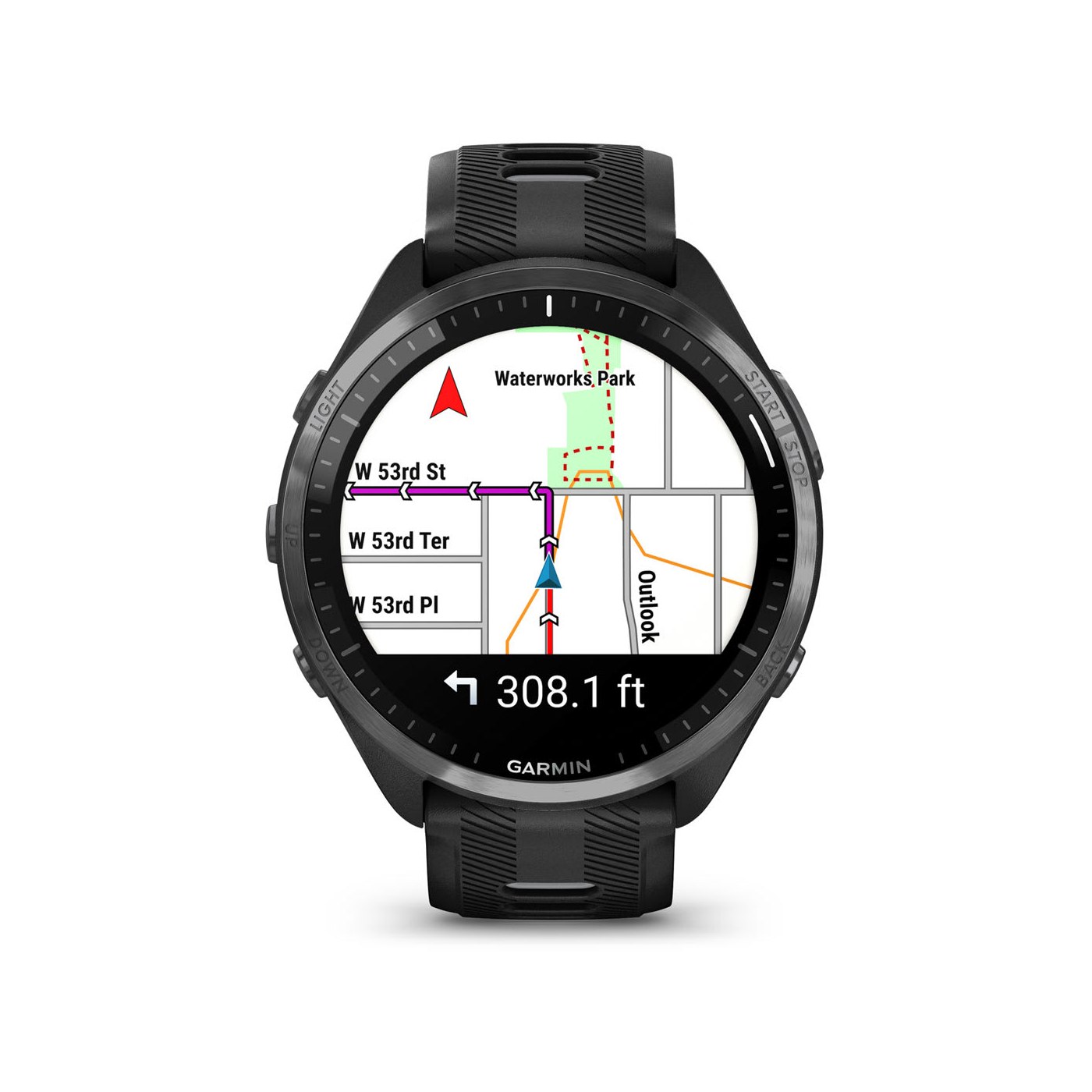 Garmin Forerunner 965 navigation cartographie TopoActive turn-by-turn Waterworks Park