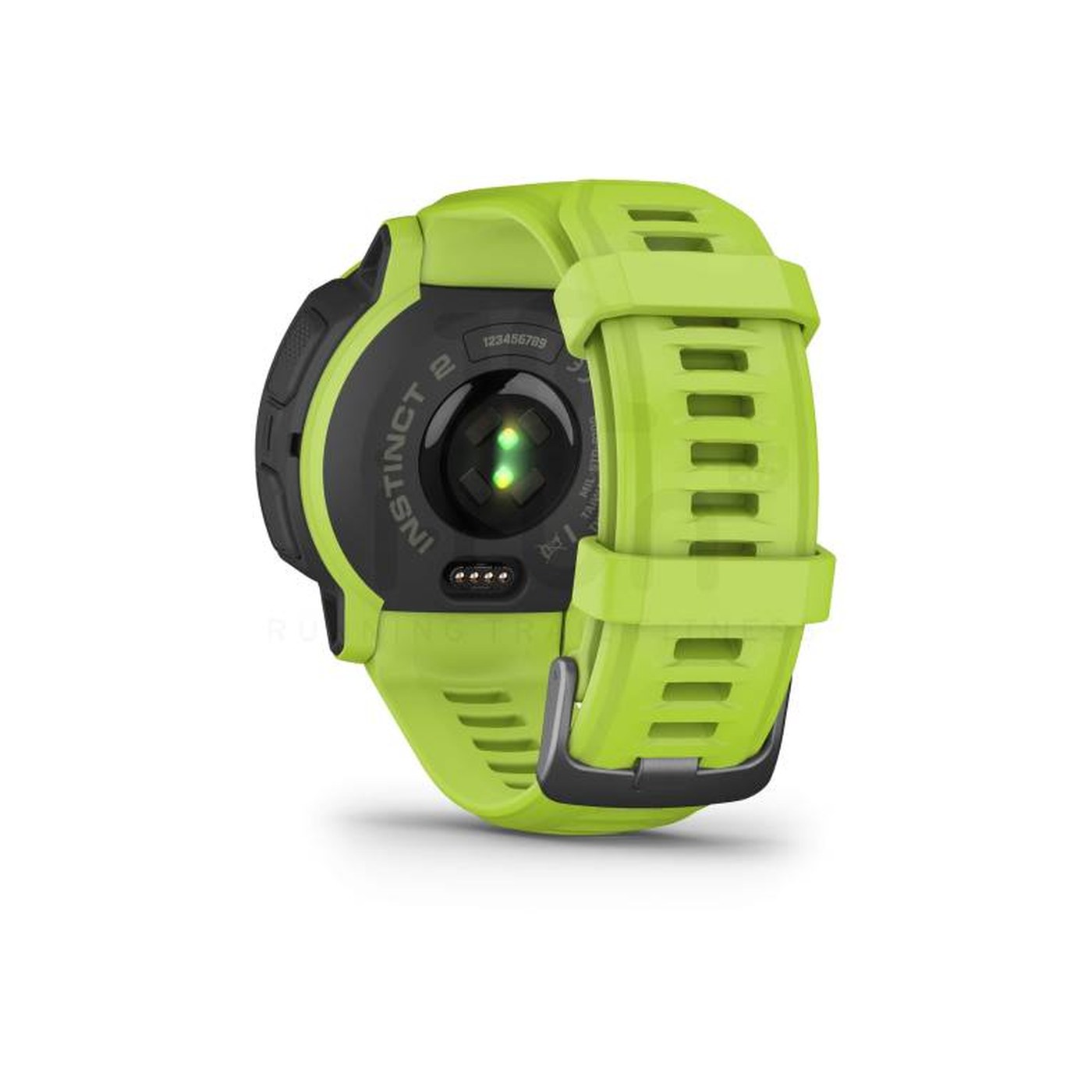 Garmin Instinct 2 Electric Lime, vue arrière capteur cardio