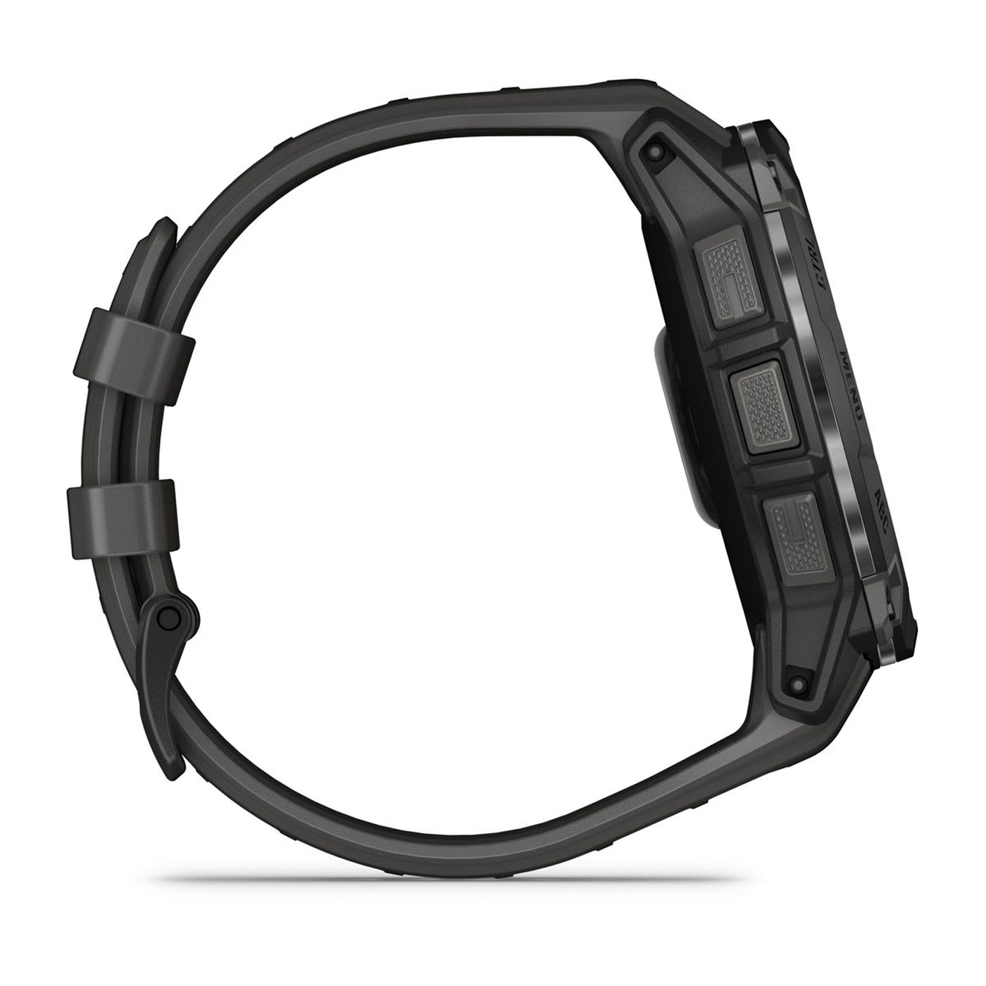 Garmin Instinct 3 AMOLED 50 mm profil latéral droit, 5 boutons physiques visibles