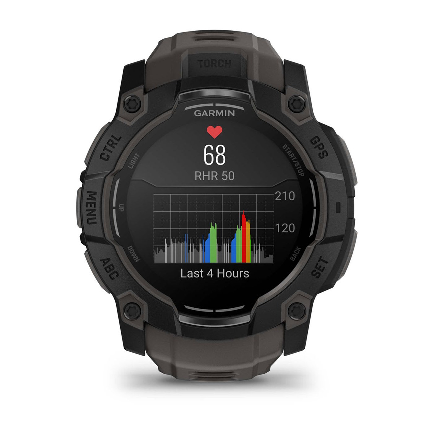 Garmin Instinct 3 AMOLED, écran fréquence cardiaque et historique 4 heures