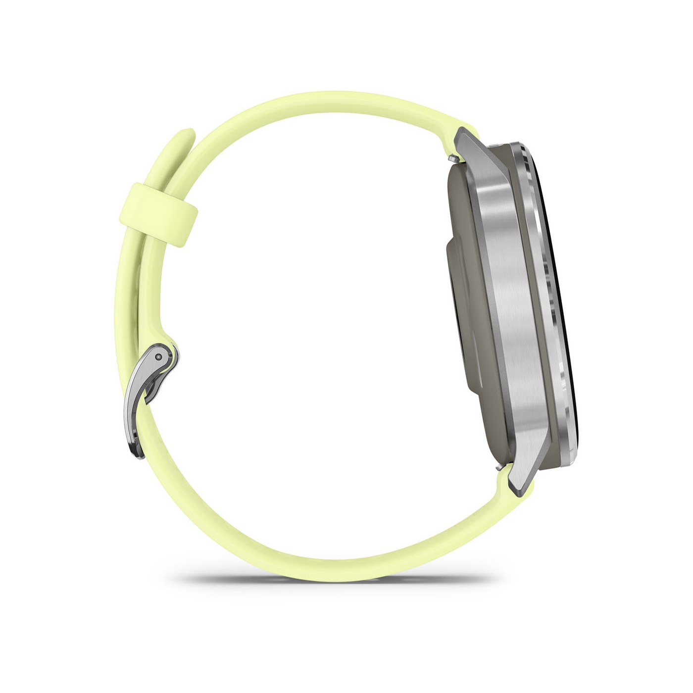 Garmin Venu 4 profil latéral, boutons et boîtier métal