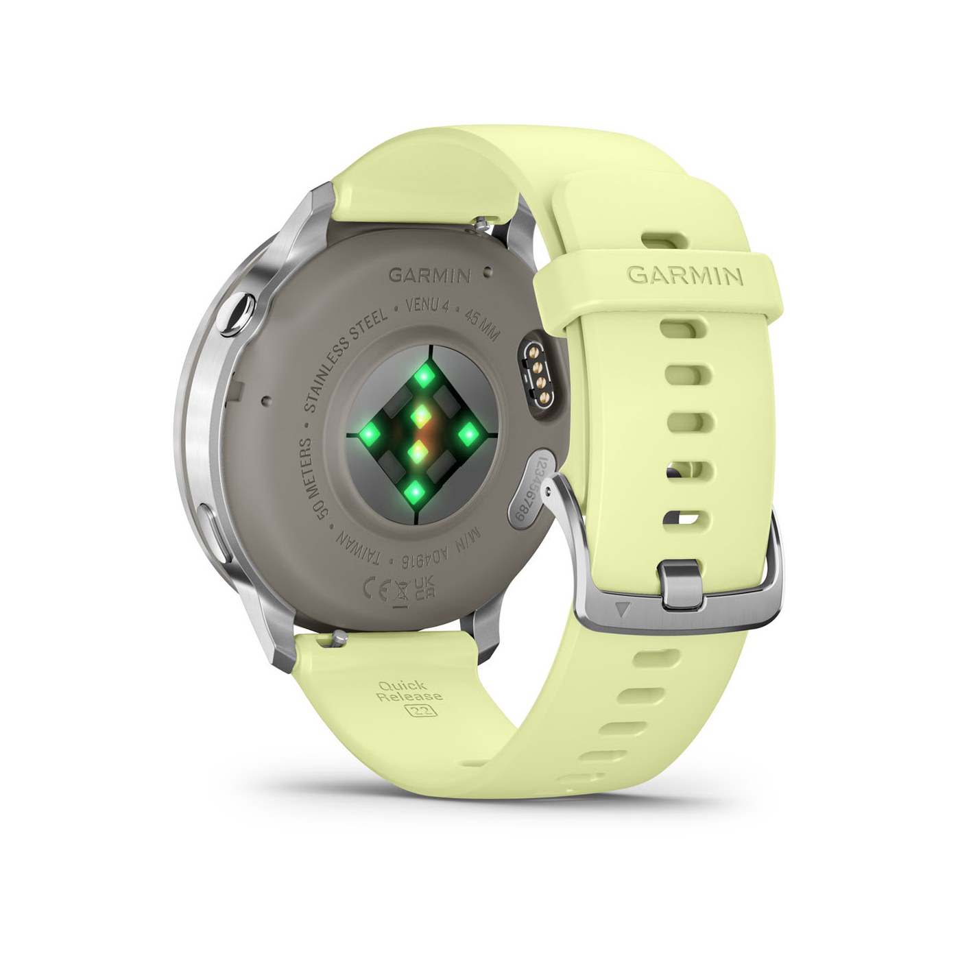 Garmin Venu 4 vue arrière, capteur cardio optique