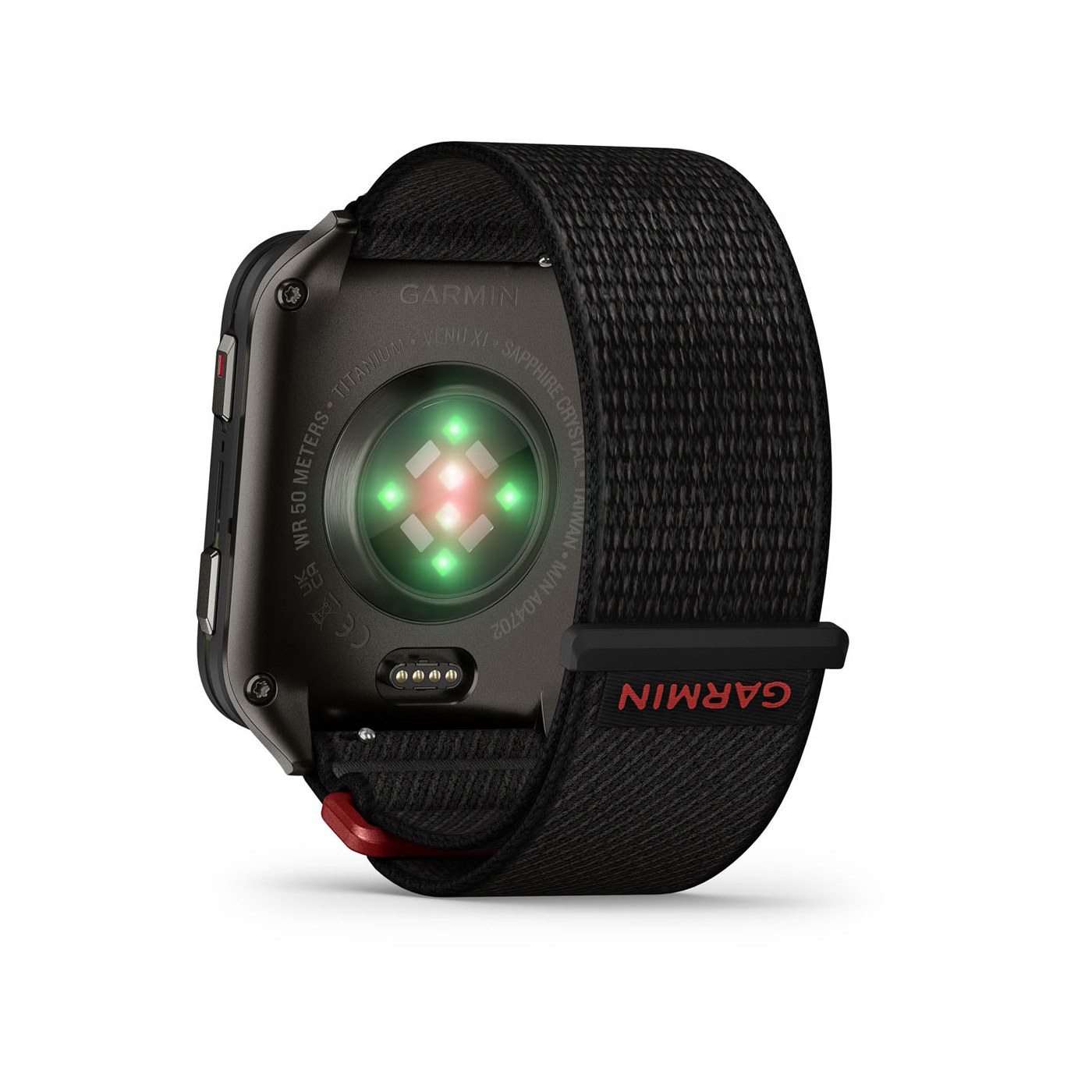 Garmin Venu X1 vue arrière, capteur cardio Elevate V5