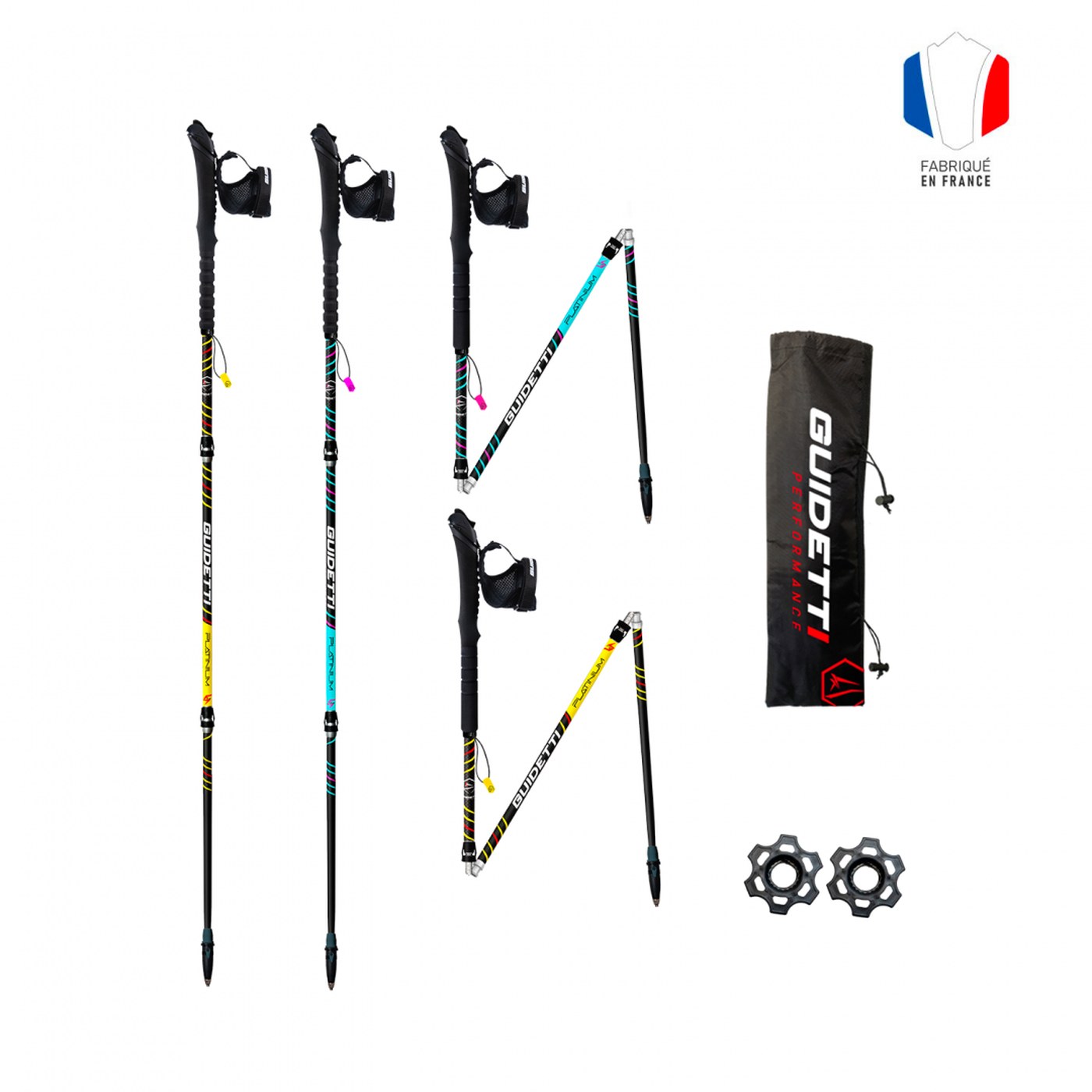 Guidetti Platinium Néo bâtons trail carbone, vue complète