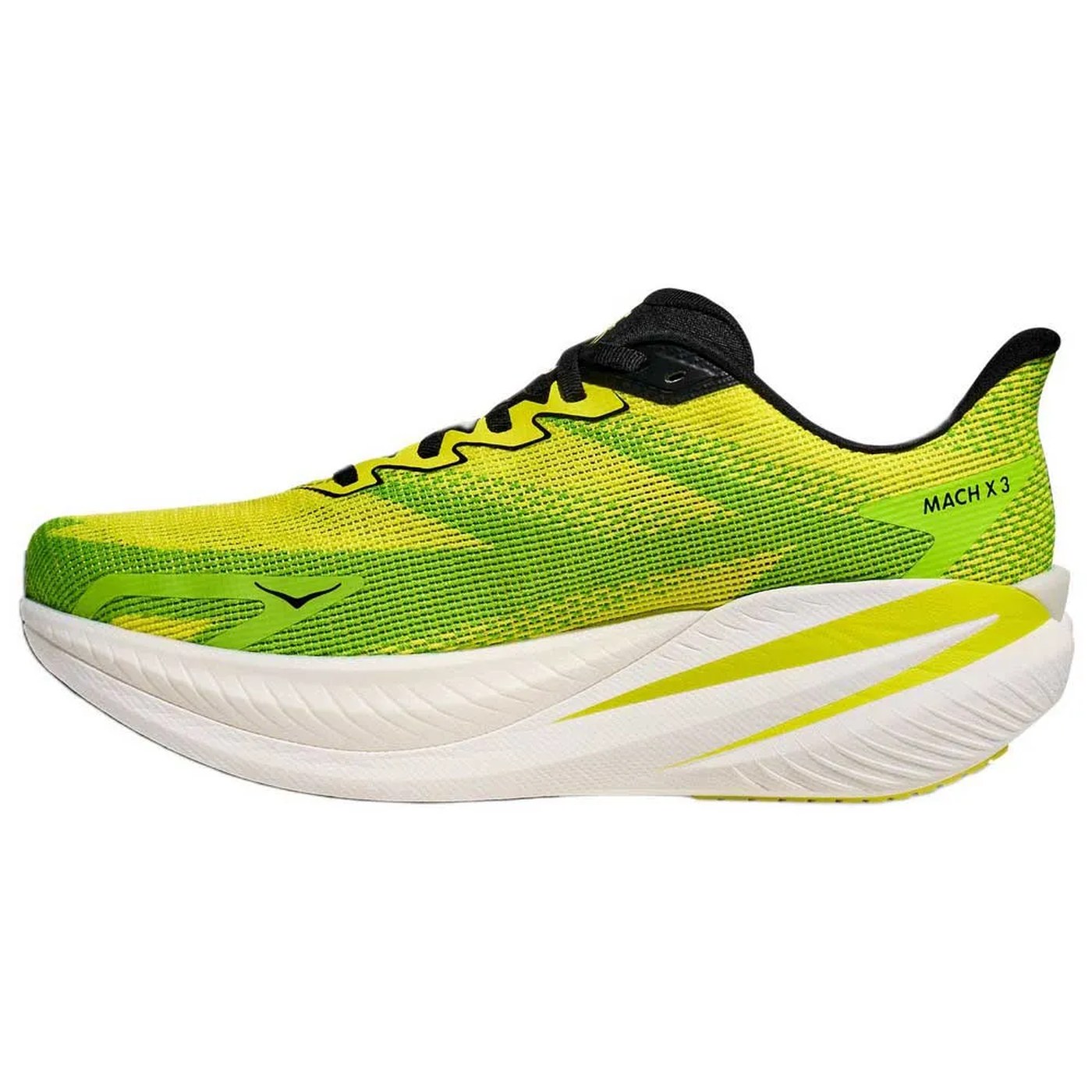 Hoka Mach X 3 vue de profil avec logo Mach X 3 visible sur la tige