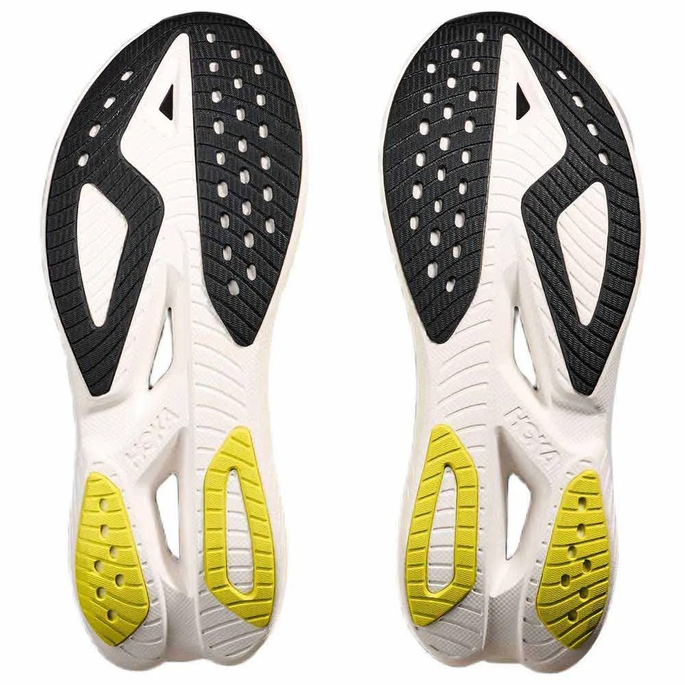 Hoka Mach X 3 semelle extérieure vue de dessous, paire complète