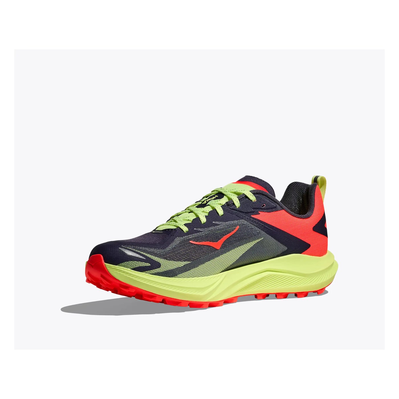 Hoka Zinal 3 vue 3/4 avant - empeigne Leno et midsole SCF