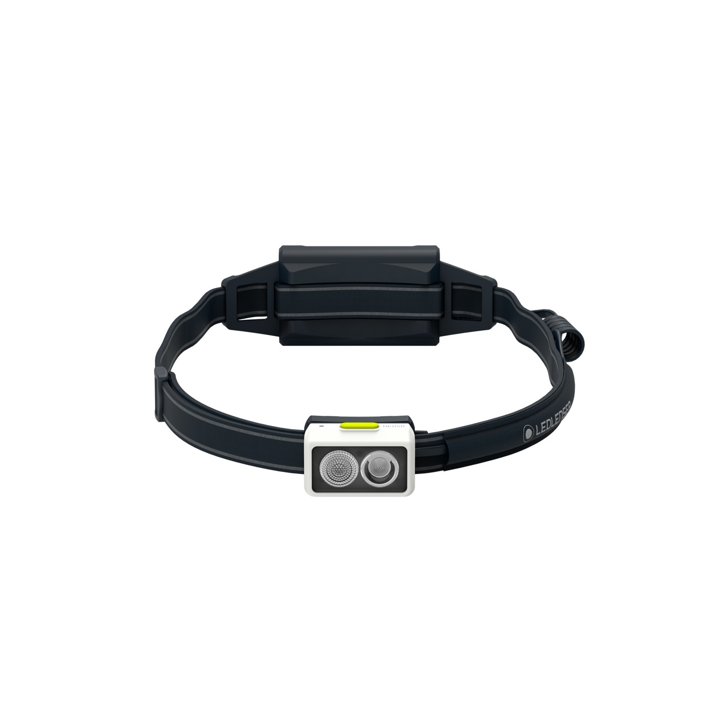 Ledlenser NEO5R, vue de face du bloc optique sur fond blanc