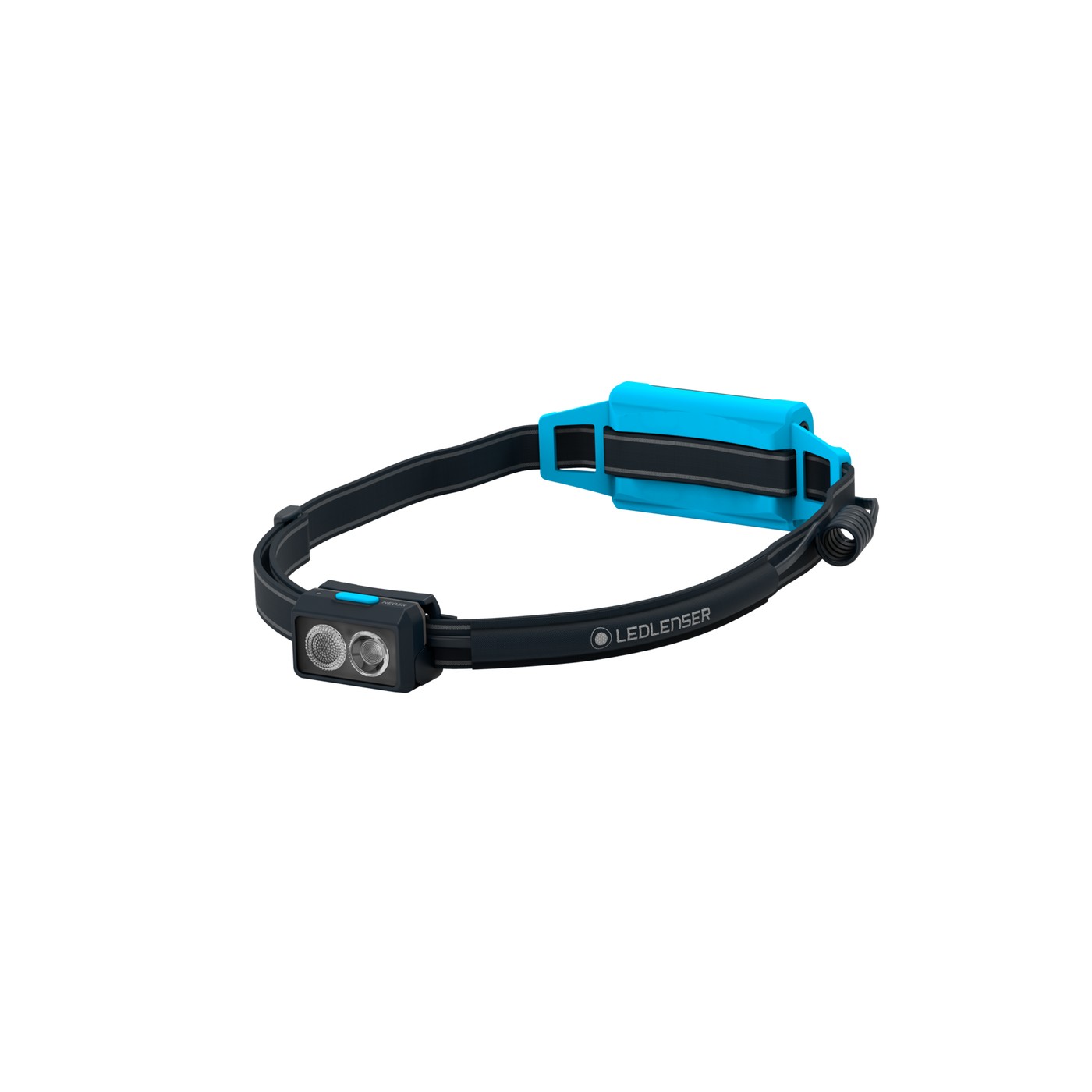 Ledlenser NEO5R, coloris bleu posé sur fond blanc