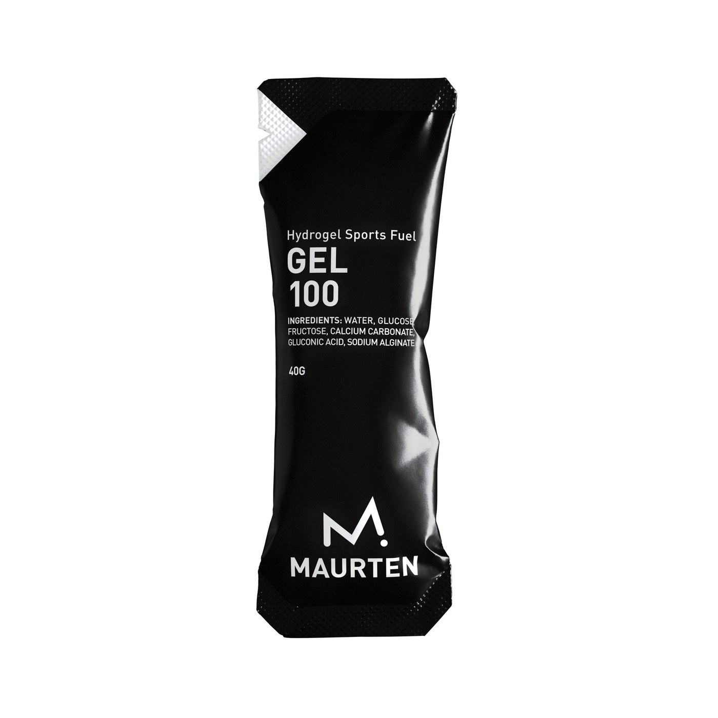 Sachet Maurten Gel 100 face avant, packaging noir