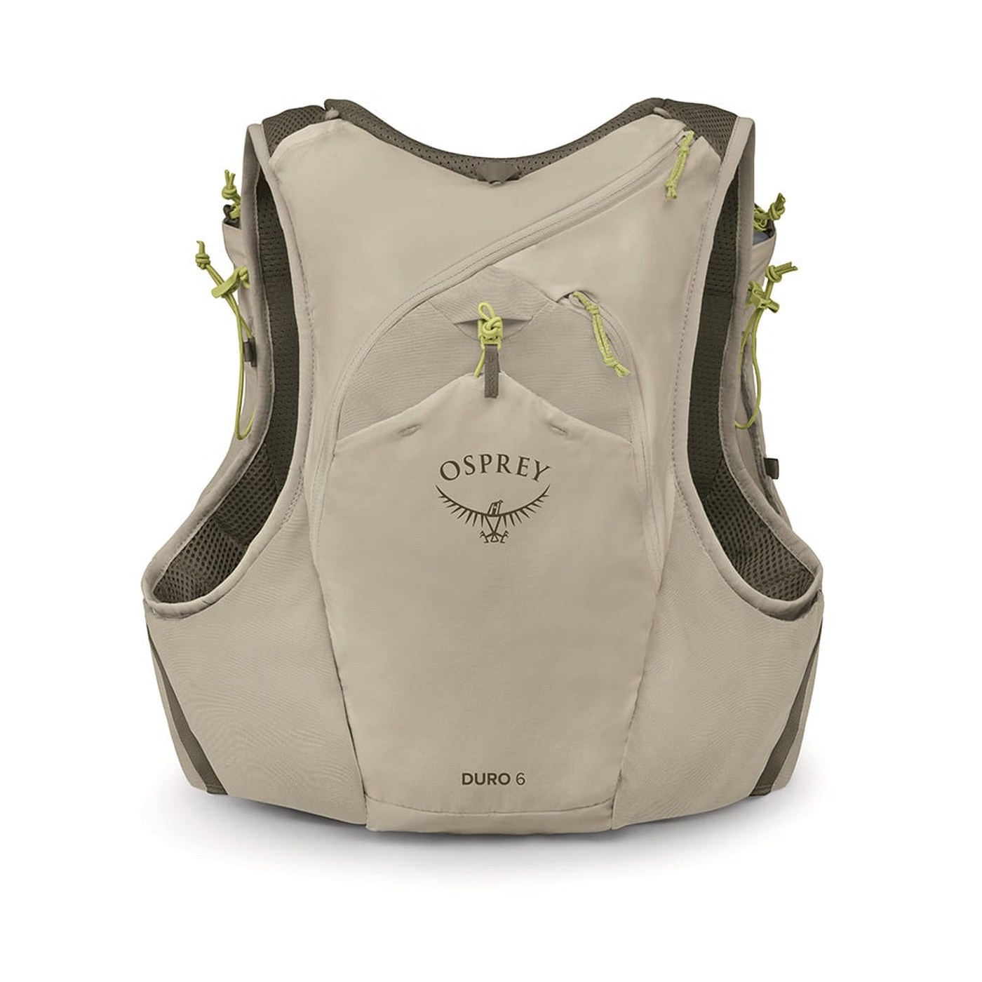 Osprey Duro 6 S26 vue face avant panneau frontal logo OSPREY brodé coloris Sandy Grey