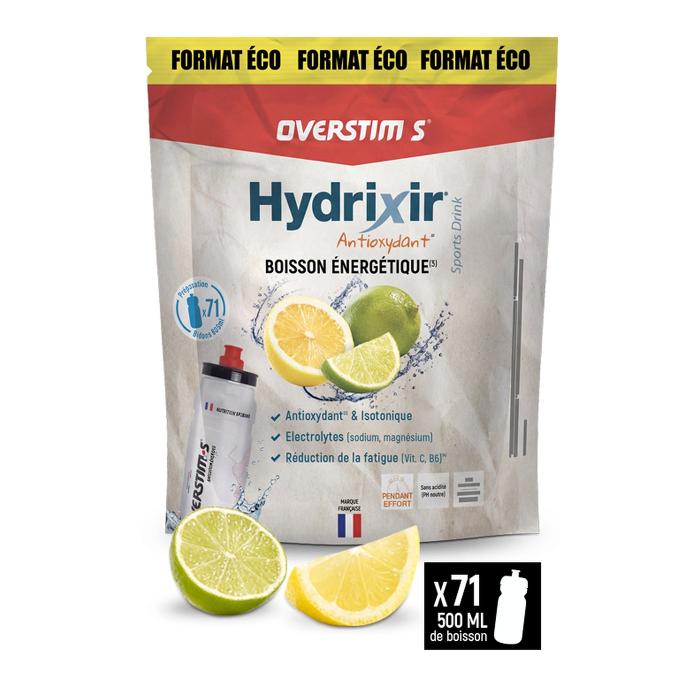 Overstims Hydrixir Antioxydant format éco 3 kg en doypack, saveur citron citron vert