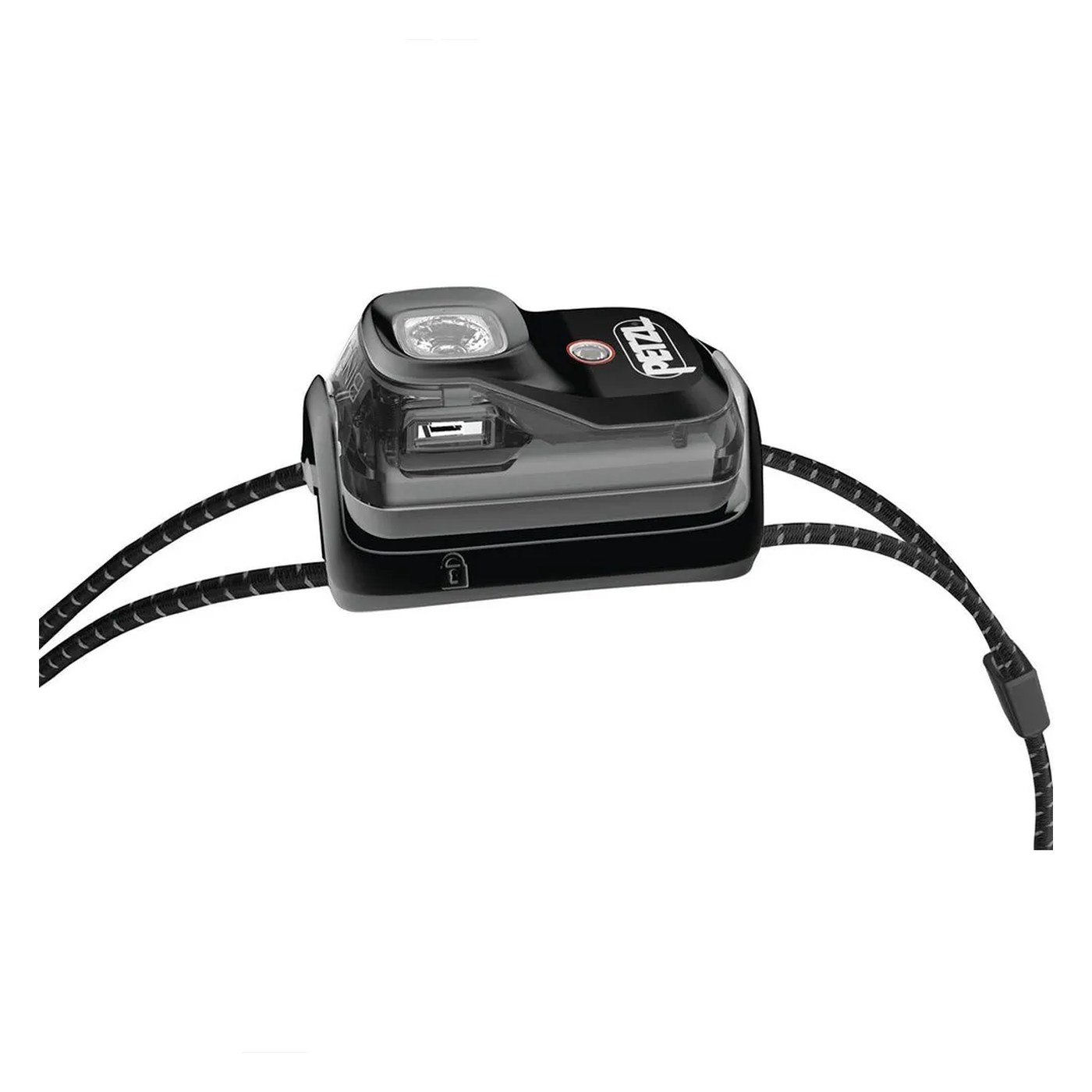 Petzl Bindi vue de trois quarts avec LED et port de charge visibles