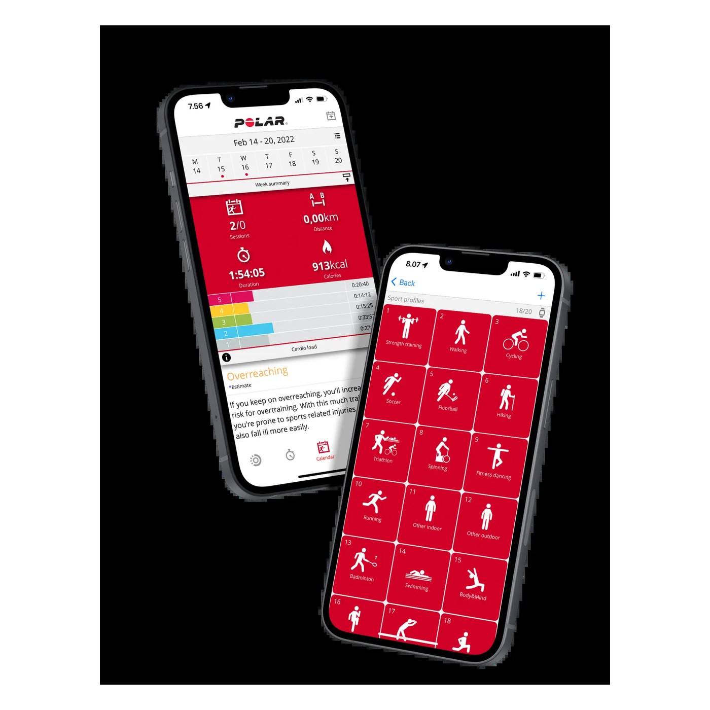 Application Polar Flow affichant les données de fréquence cardiaque de la Polar H10