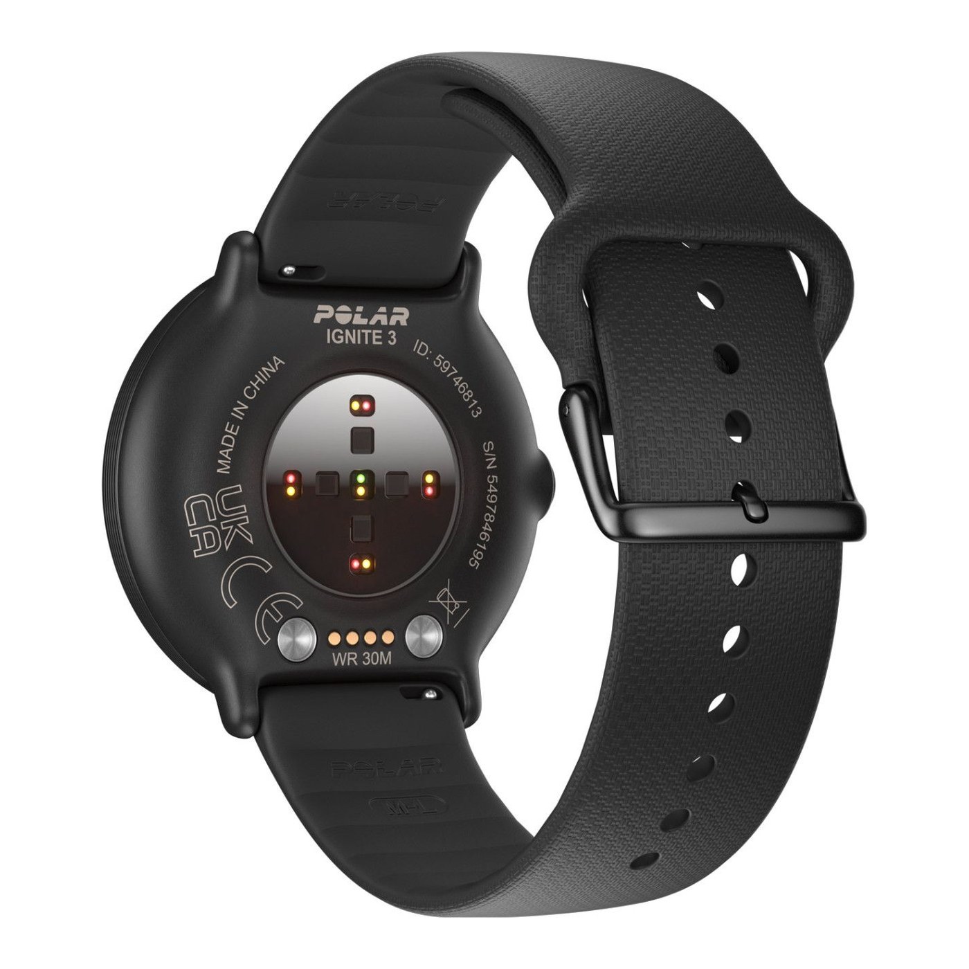 Polar Ignite 3, Rückansicht mit dem optischen Pulssensor Precision Prime