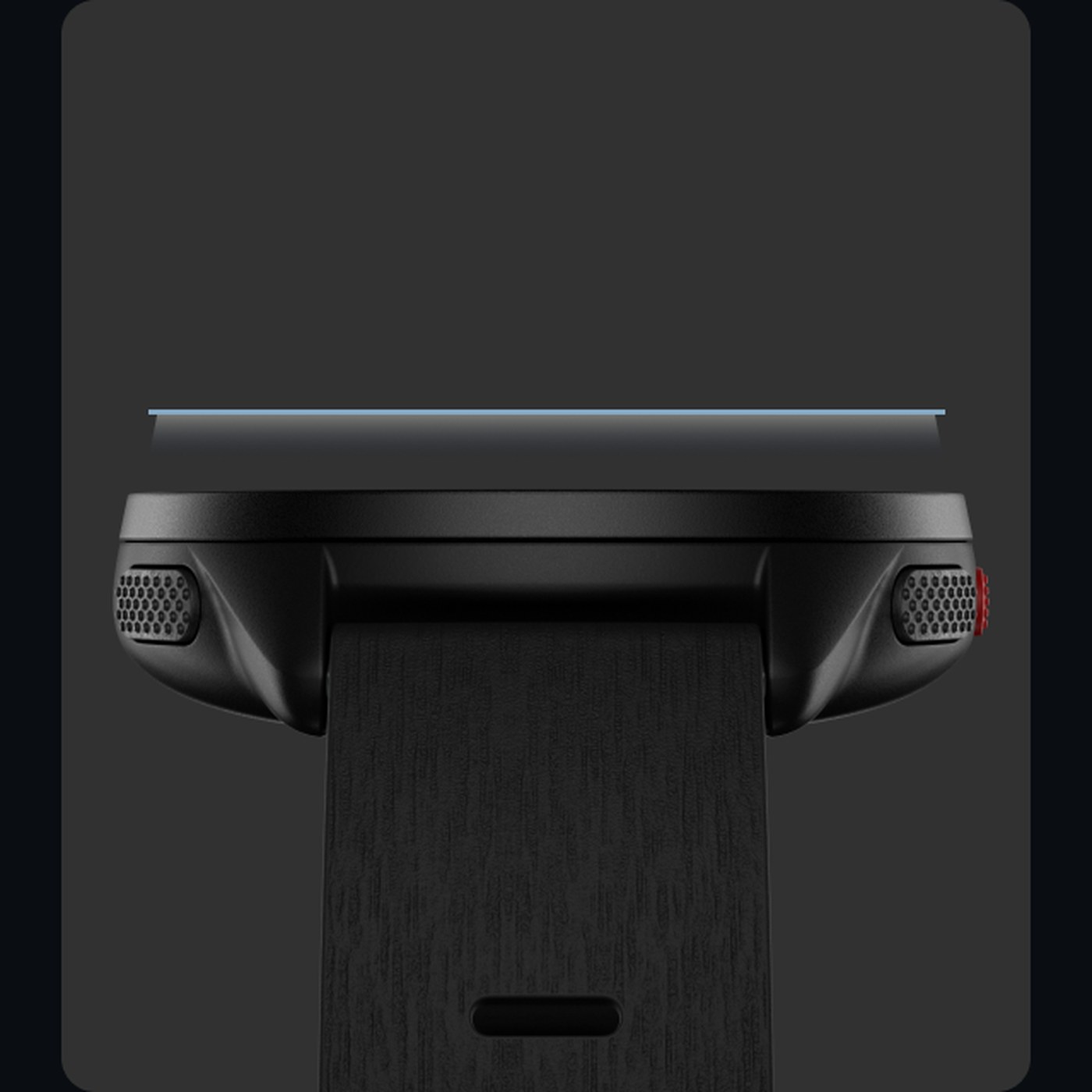 Polar Pacer, side profile and strap, Night Black colorway