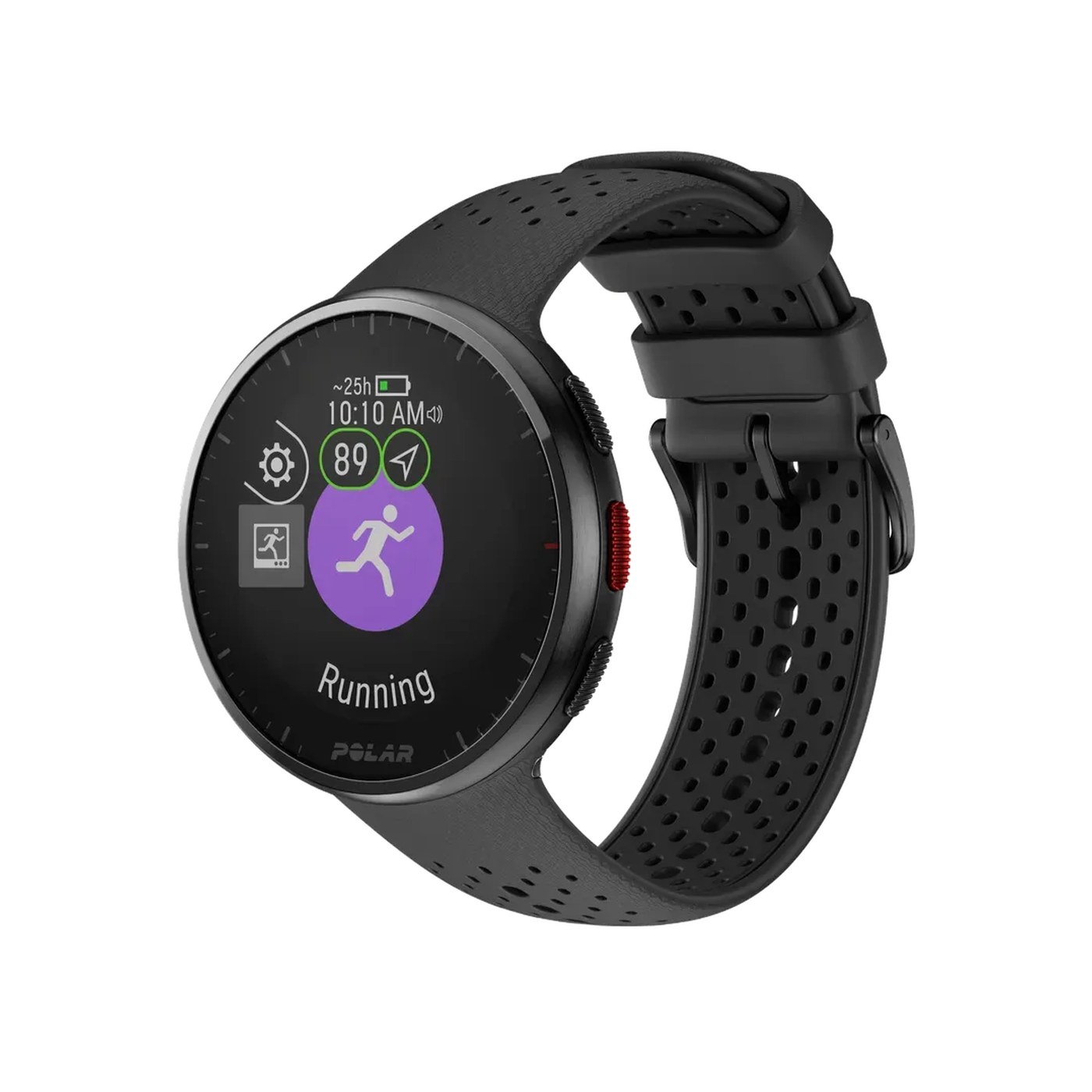 Polar Pacer Pro vue de profil écran running actif