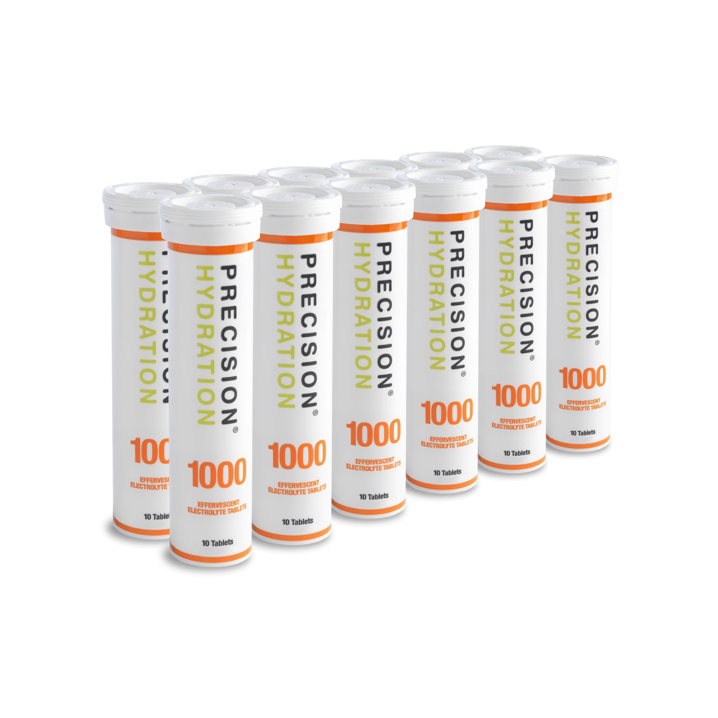 Douze tubes de pastilles Precision Fuel & Hydration PH 1000 groupés