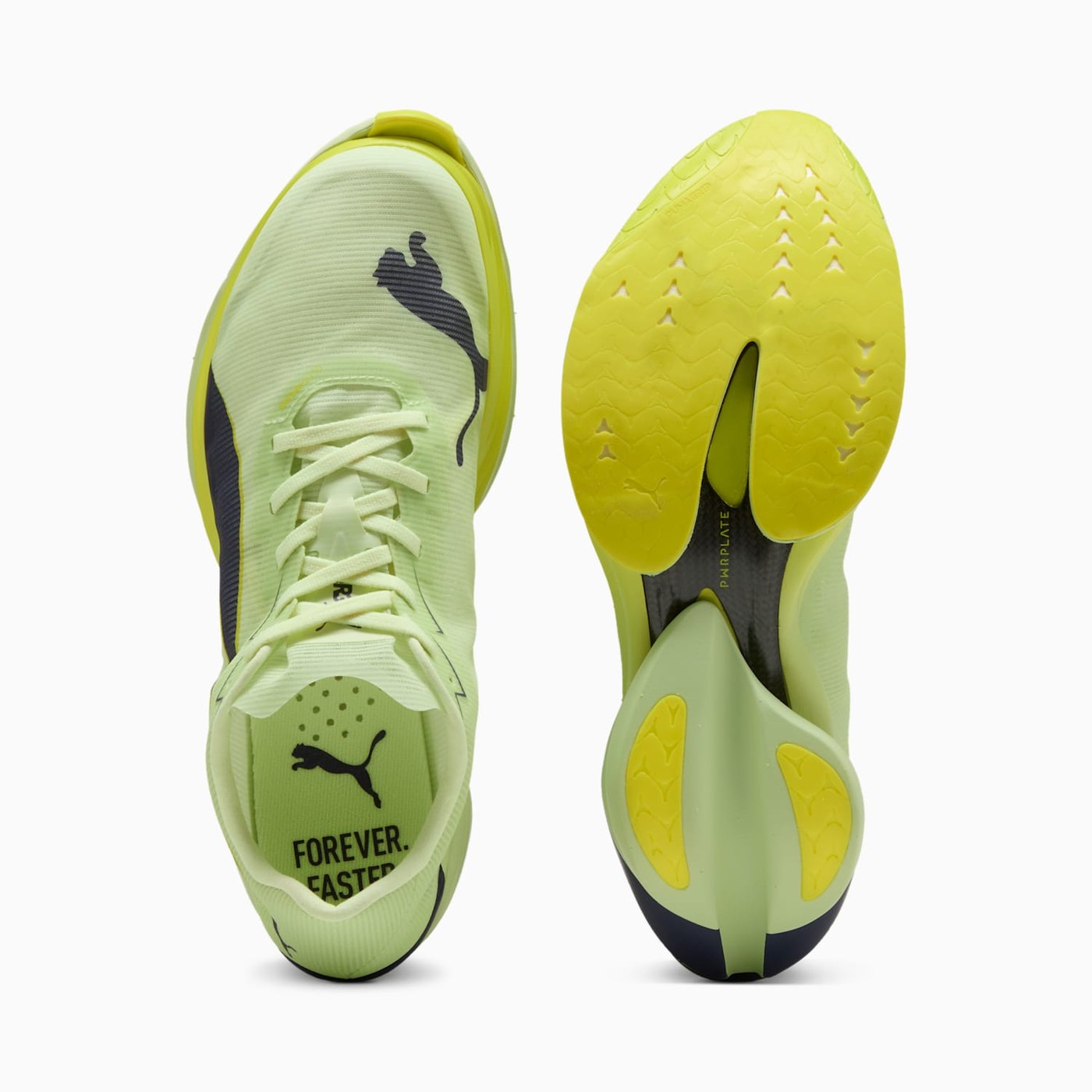 Puma Fast-R Nitro Elite 3 vue dessus et semelle PUMAGRIP avec plaque PWRPLATE