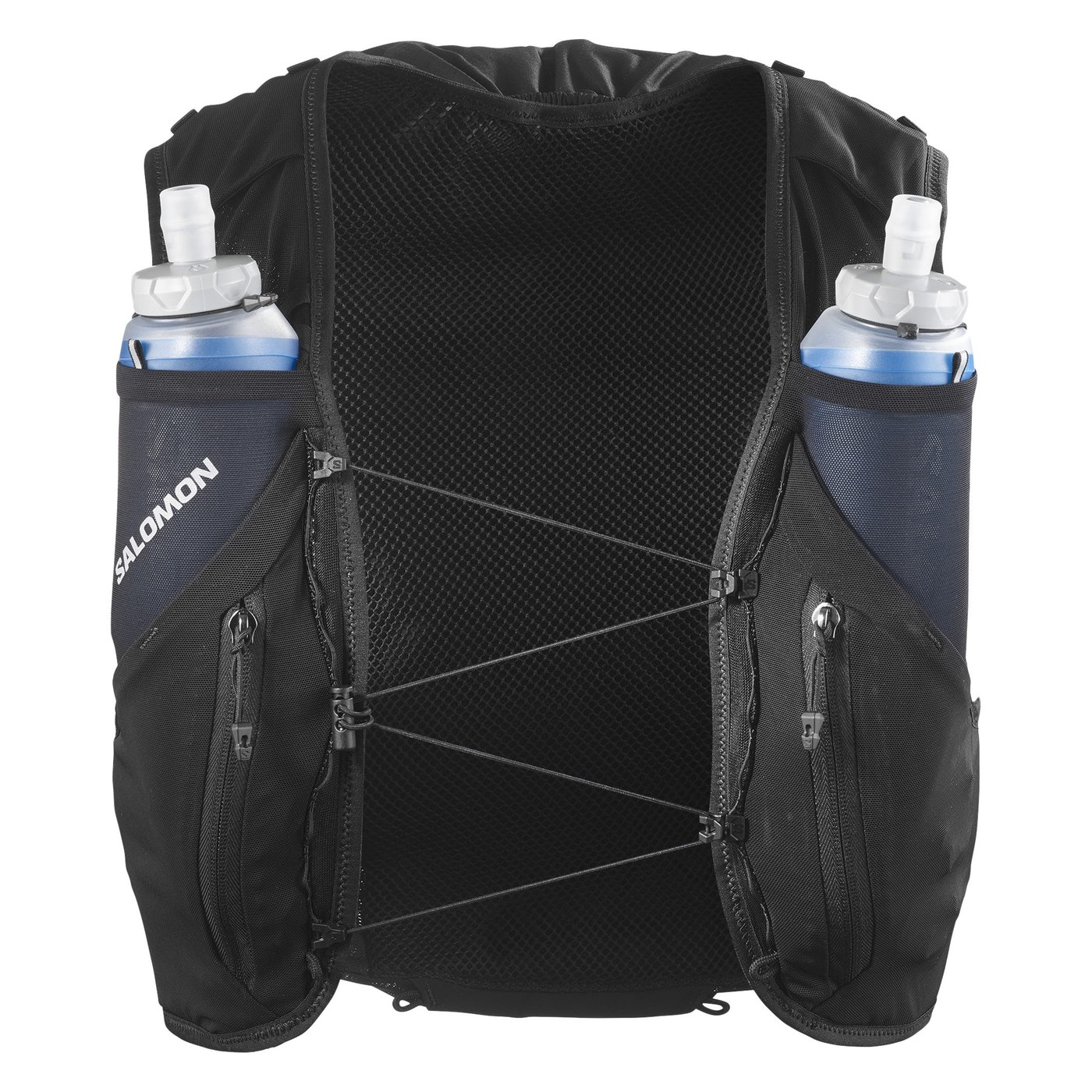 Salomon Adv Skin 12 vue avant, flasques 500 mL incluses dans les pochettes pectorales