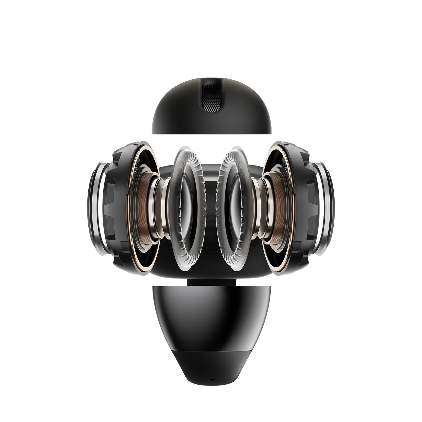 Vue éclatée du double transducteur Bassphere de l'écouteur Shokz OpenDots One