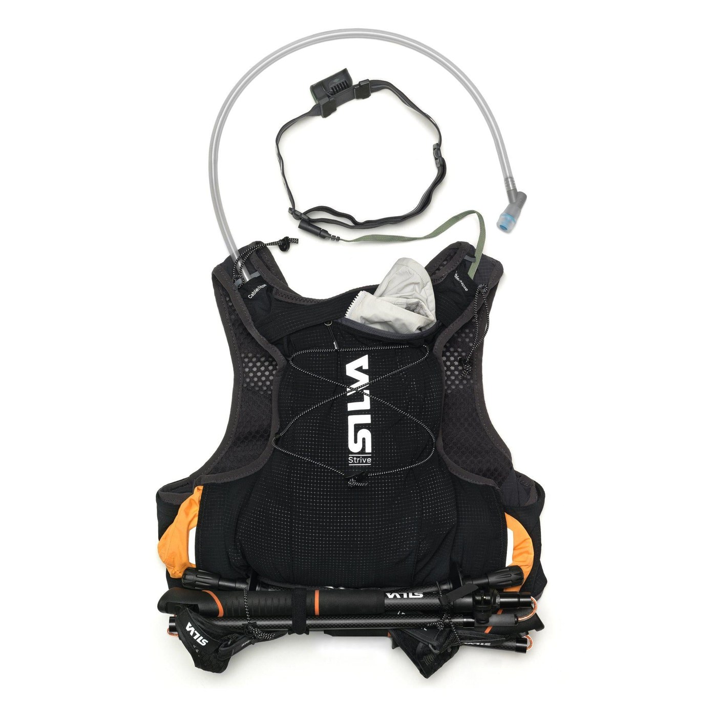 Silva Strive 10 Vest à plat avec bâtons de trail montés et flasques