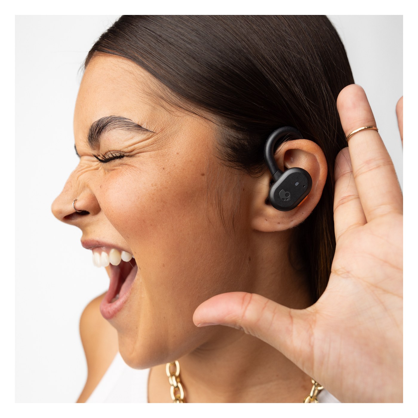 Skullcandy Push Active porté à l'oreille pendant l'effort