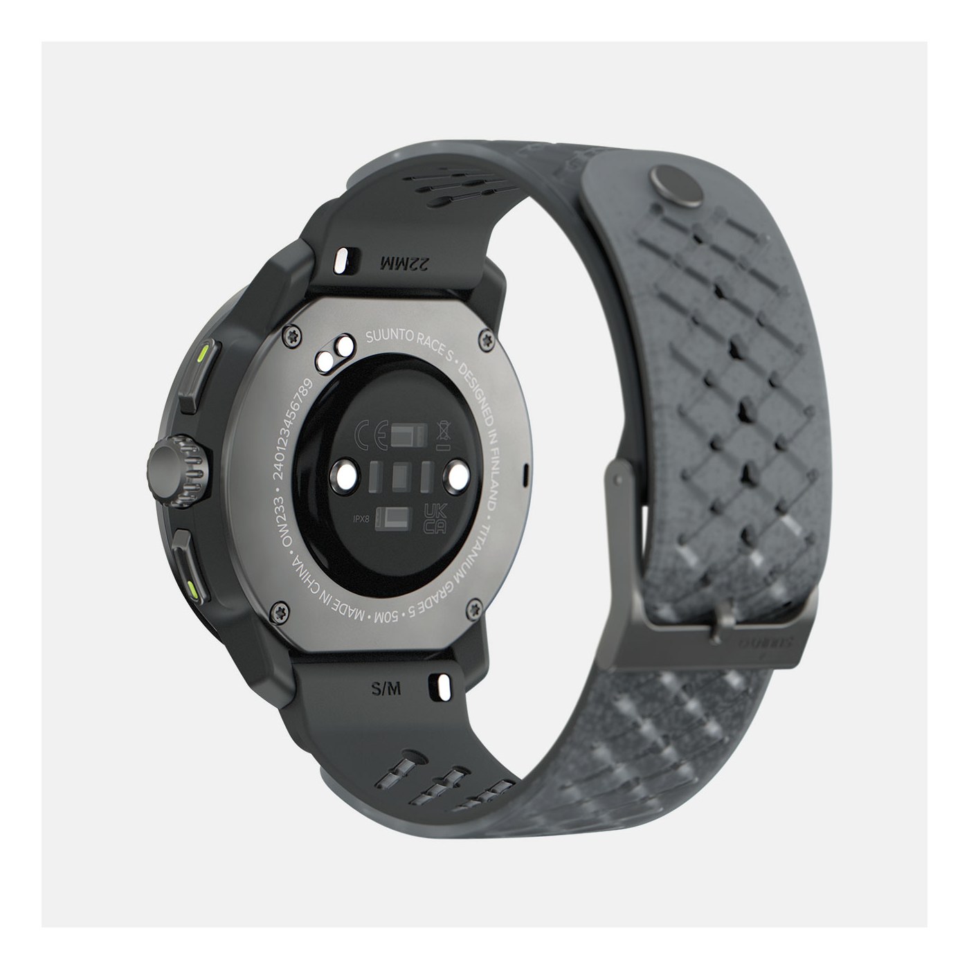 Suunto Race S vue arrière avec capteur cardiaque optique