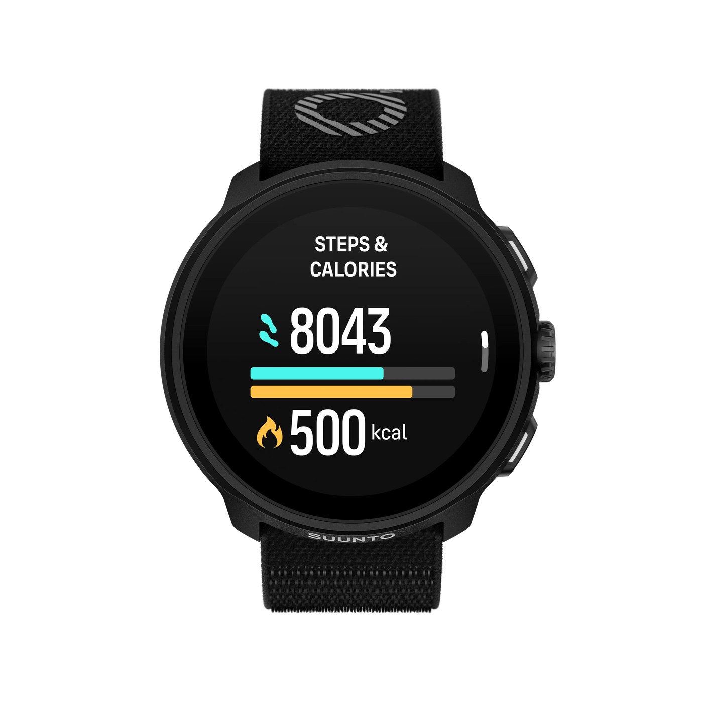 Suunto Run All Black widget Steps Calories activité quotidienne