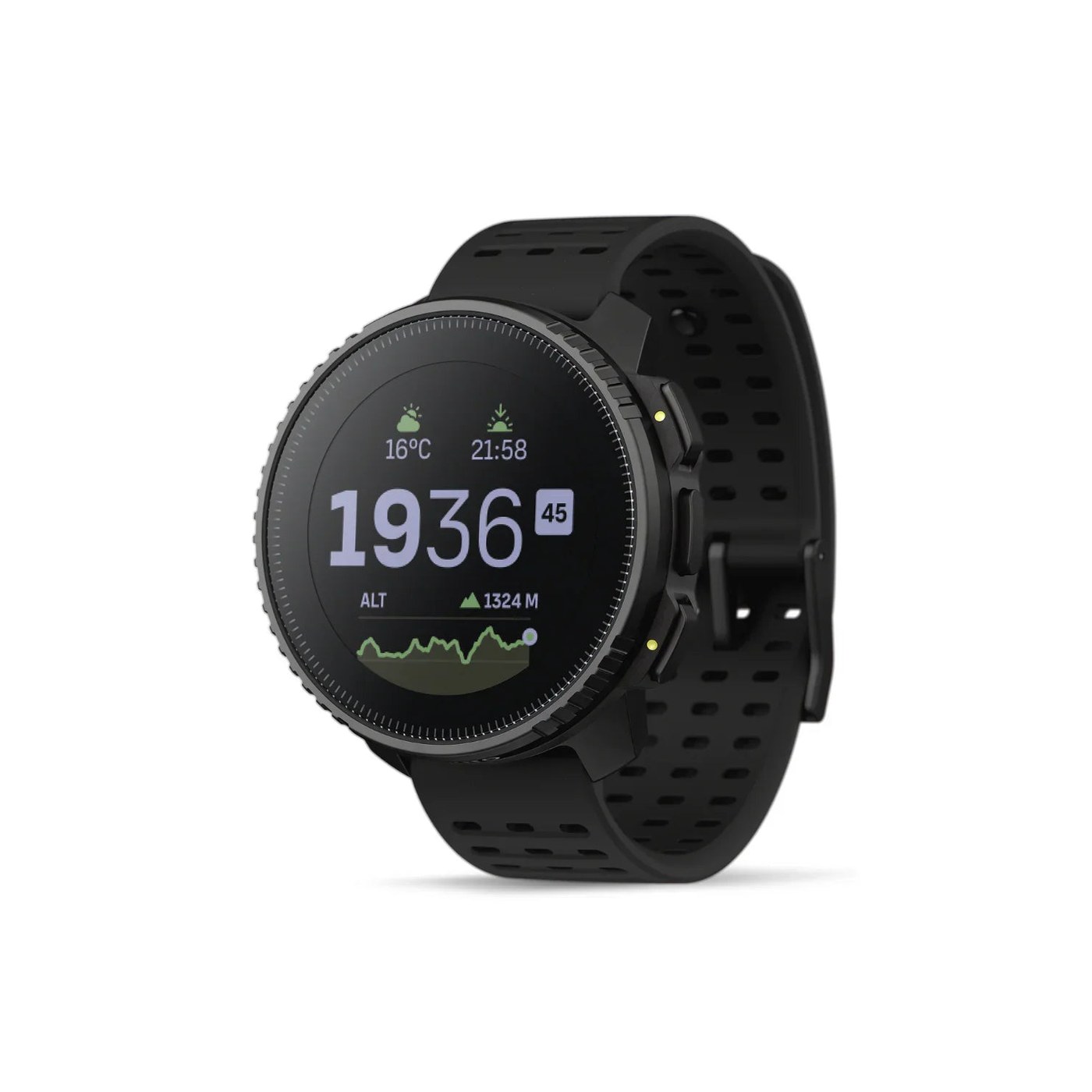 Suunto Vertical All Black de profil, boutons et boîtier 49 mm