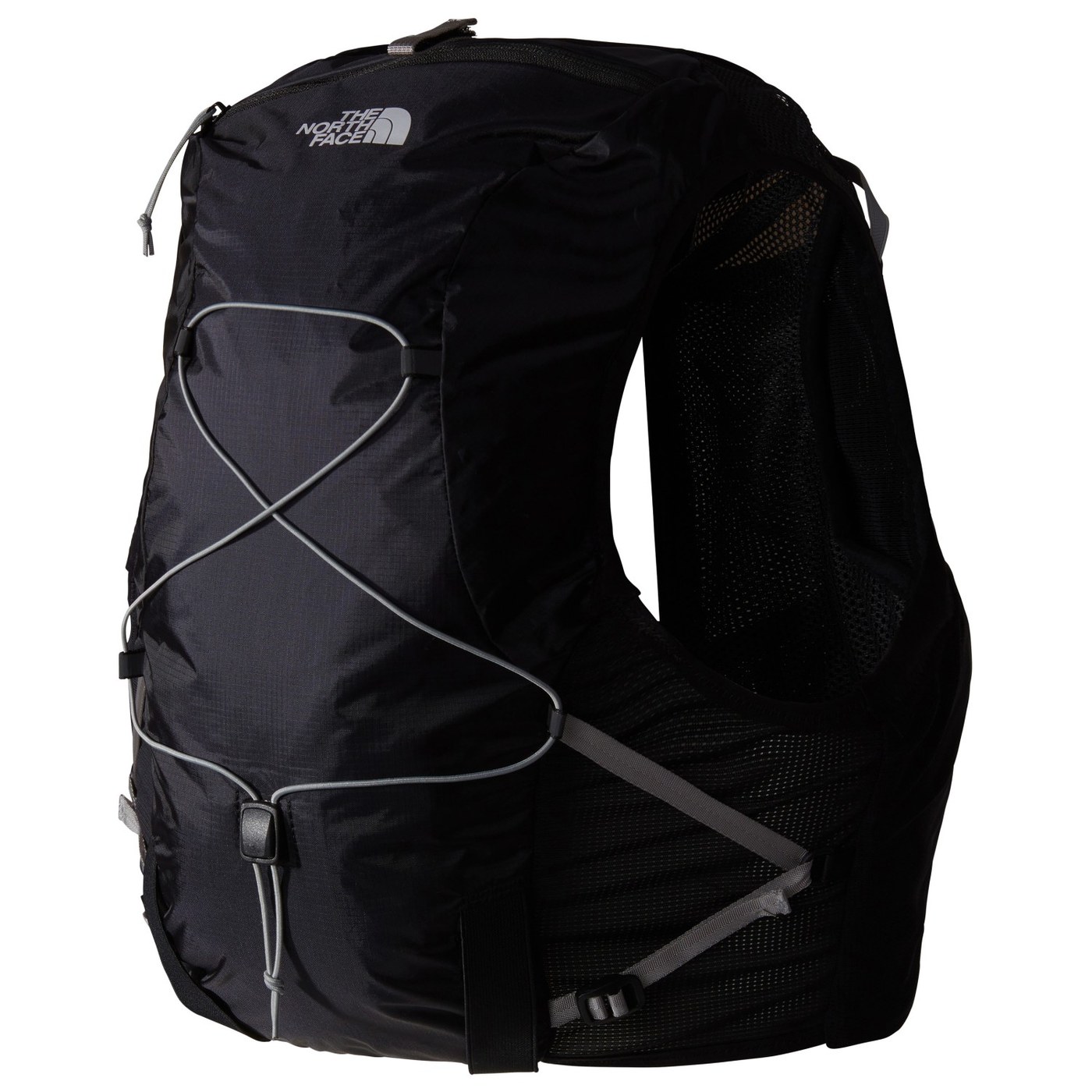 The North Face Sunriser Run Vest 8, profil du coloris noir montrant le système de compression dorsal